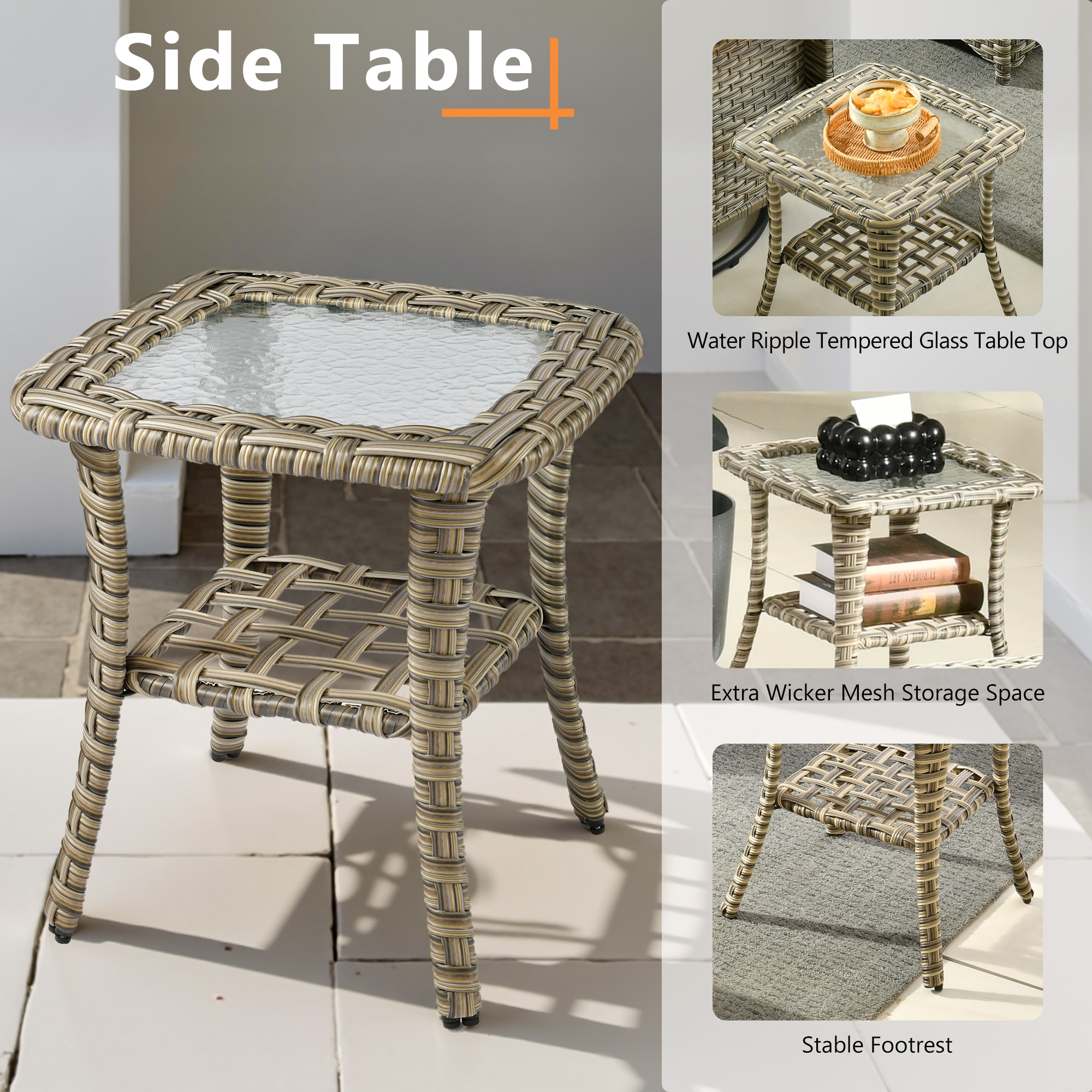 ALTRIGUS AL7PAD 7 -Piece Wicker Orange Patio Conversation Set - Image 8