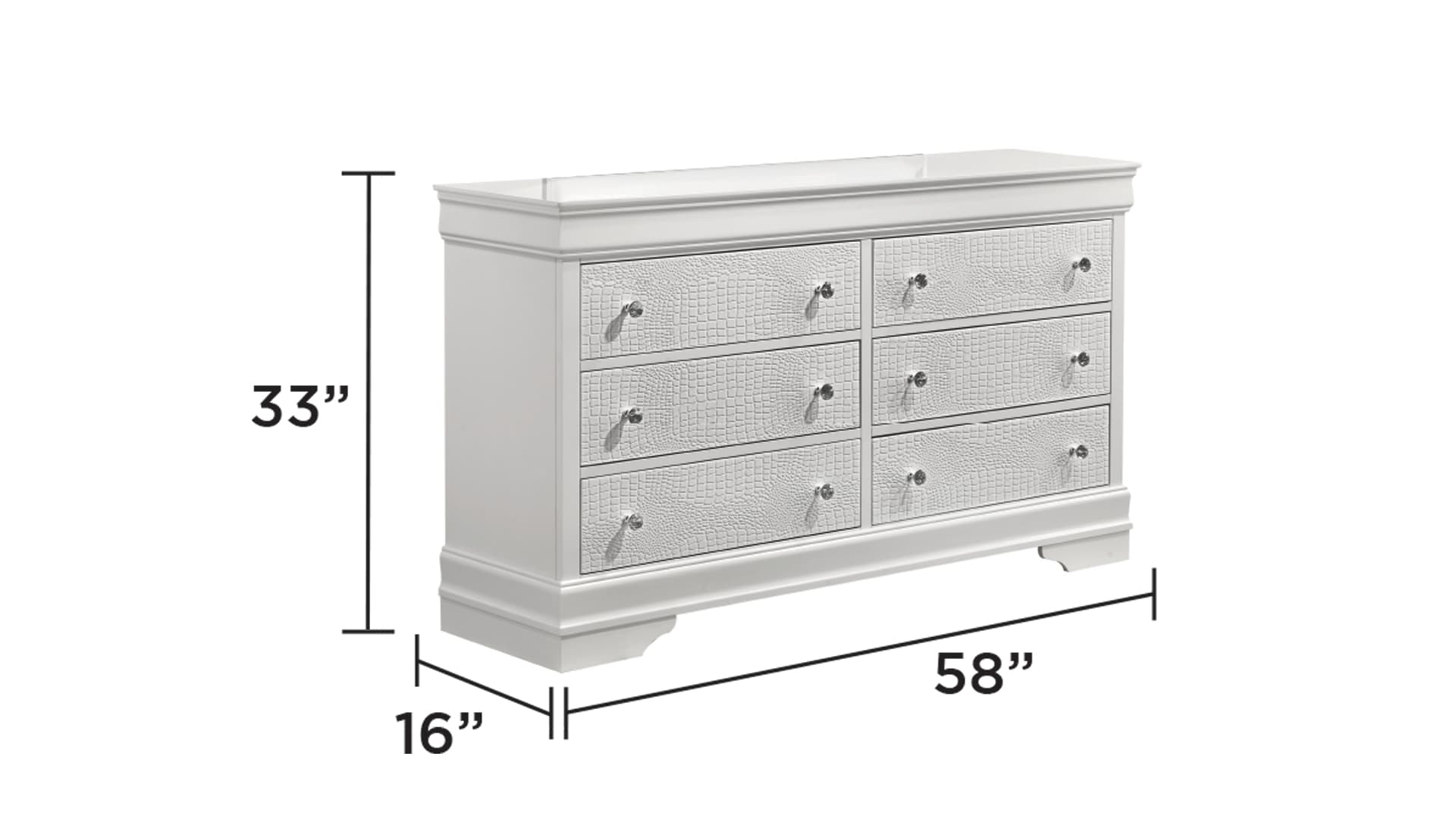 Galaxy White Acacia 6 -Drawer 58.4-in W Standard dresser - Image 5