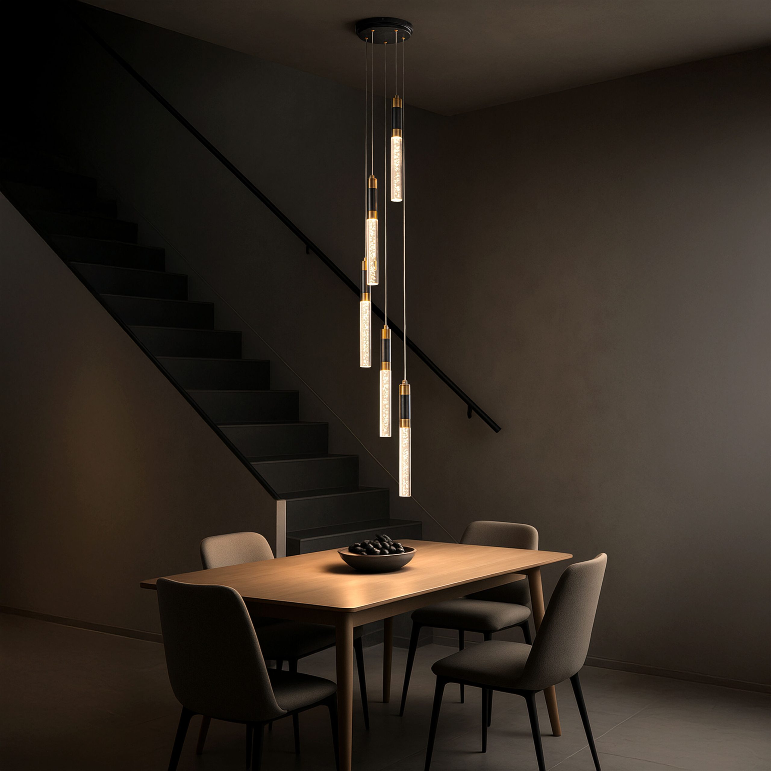 AloaDecor Lighting 5 -Light Matte Black LED Seeded glass Metal Chandelier - Image 7