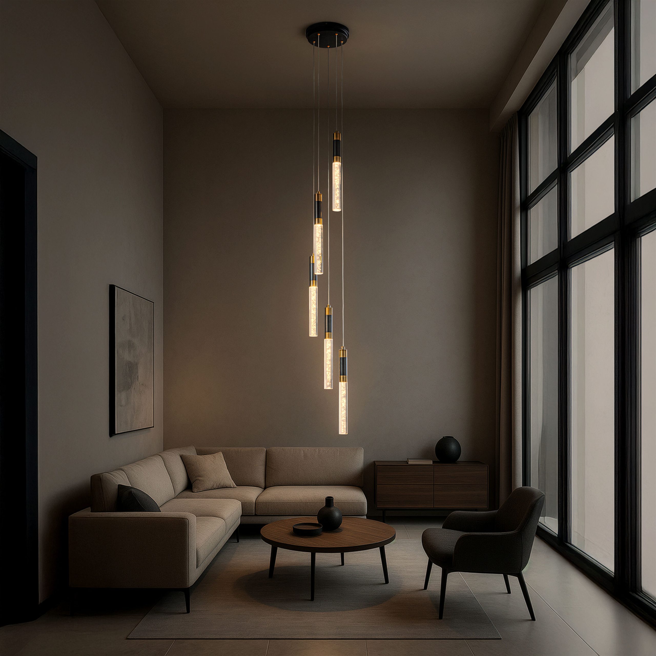 AloaDecor Lighting 5 -Light Matte Black LED Seeded glass Metal Chandelier - Image 9
