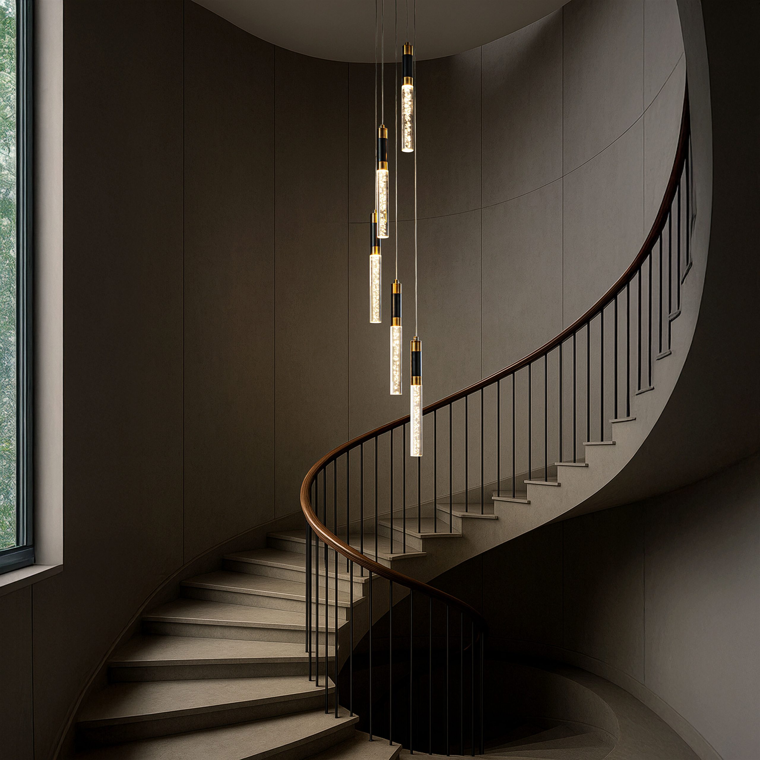 AloaDecor Lighting 5 -Light Matte Black LED Seeded glass Metal Chandelier - Image 8