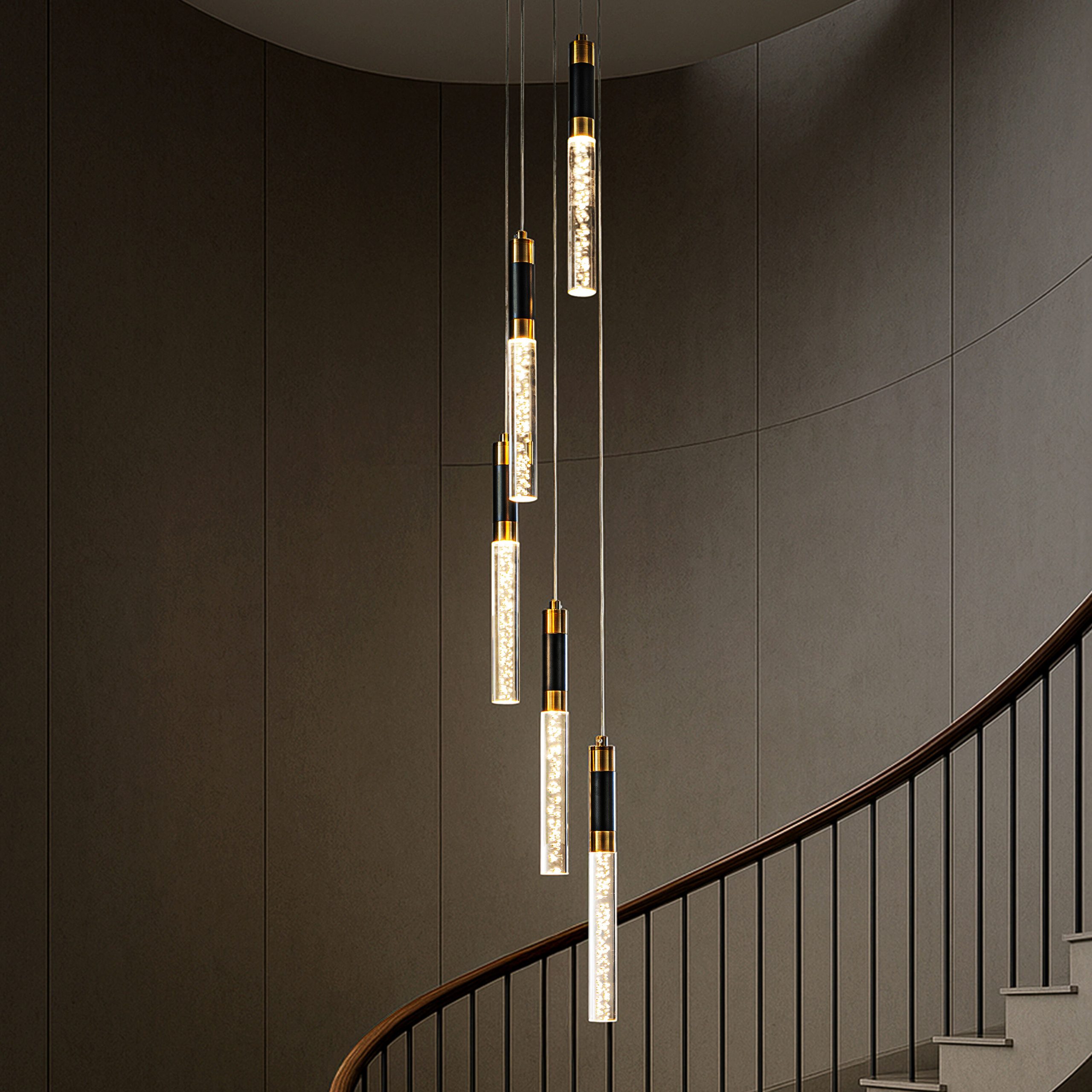 AloaDecor Lighting 5 -Light Matte Black LED Seeded glass Metal Chandelier - Image 6