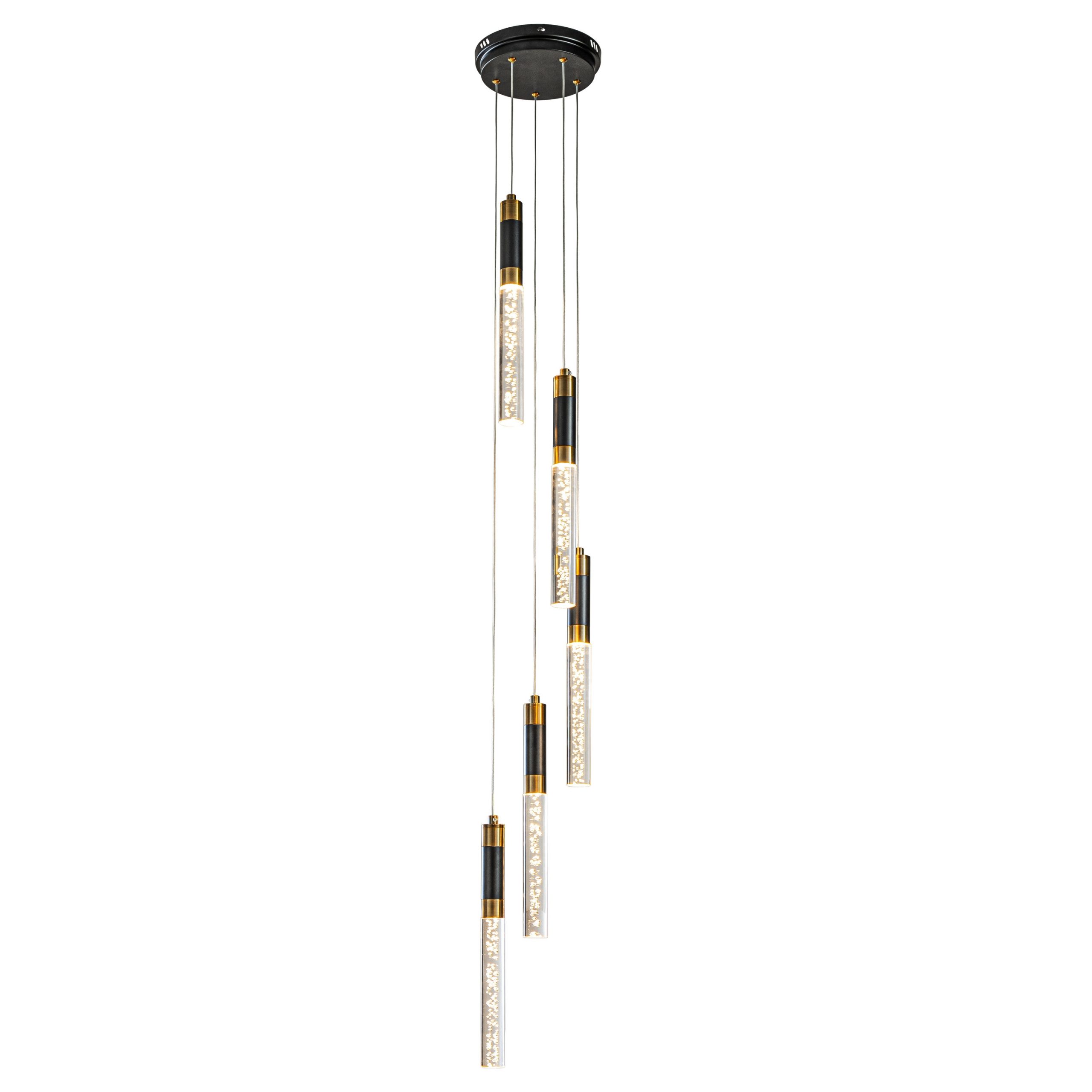 AloaDecor Lighting 5 -Light Matte Black LED Seeded glass Metal Chandelier - Image 2