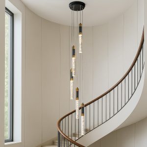 AloaDecor Lighting 5 -Light Matte Black LED Seeded glass Metal Chandelier