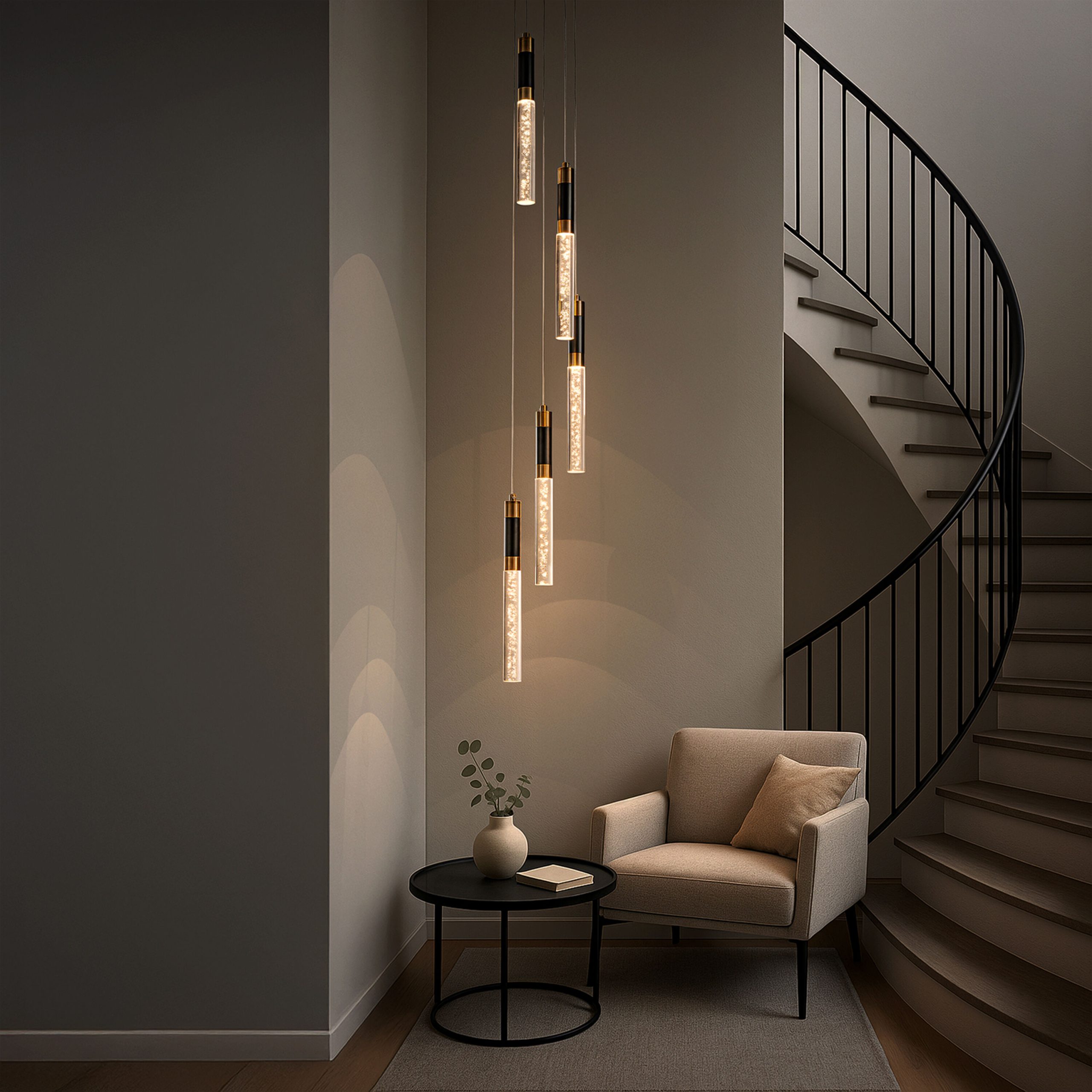 AloaDecor Lighting 5 -Light Matte Black LED Seeded glass Metal Chandelier - Image 5