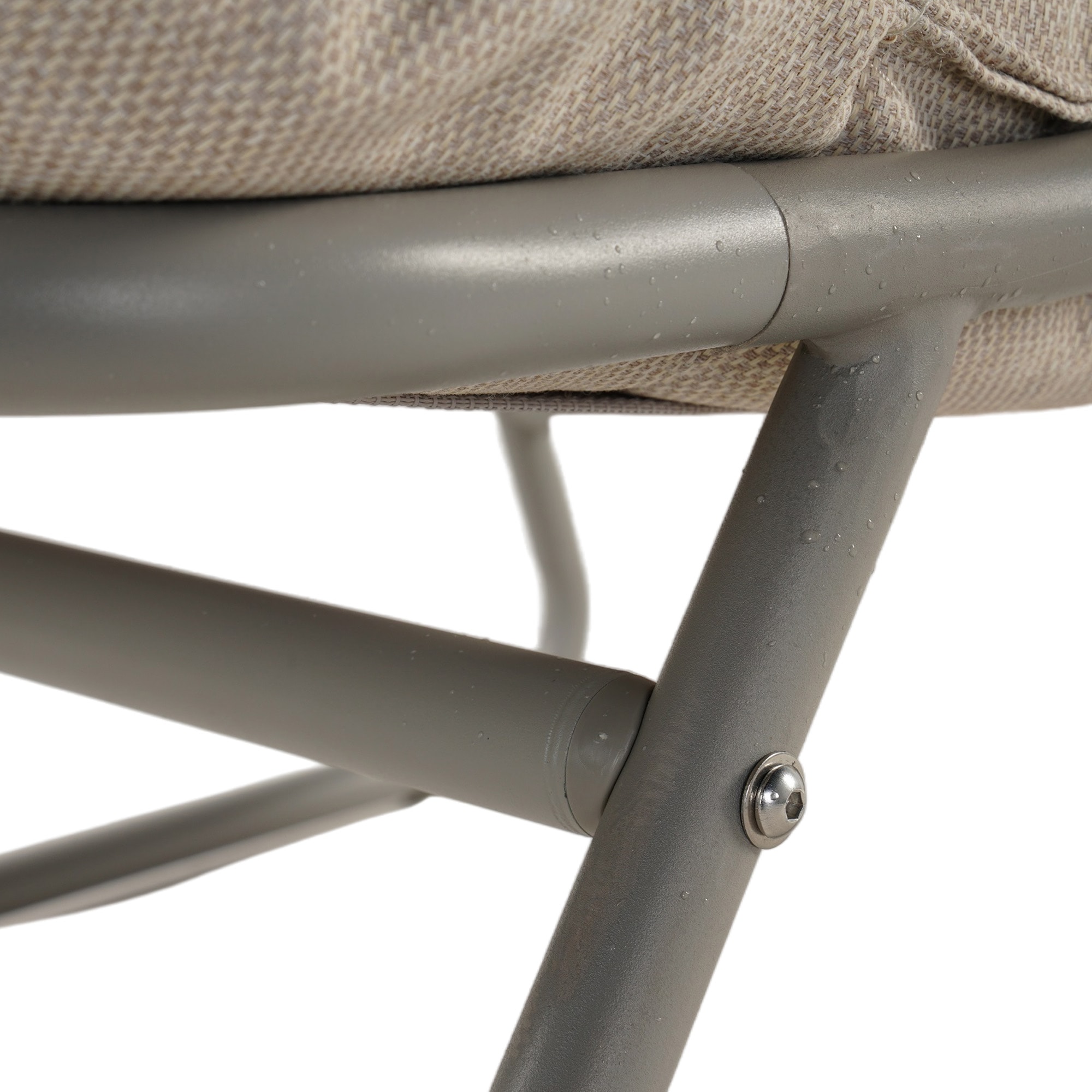 Upland Lounge Chair Champagne Gray Metal Frame Glider Chaise Lounge Chair with Light gray Cushioned Seat - Image 7