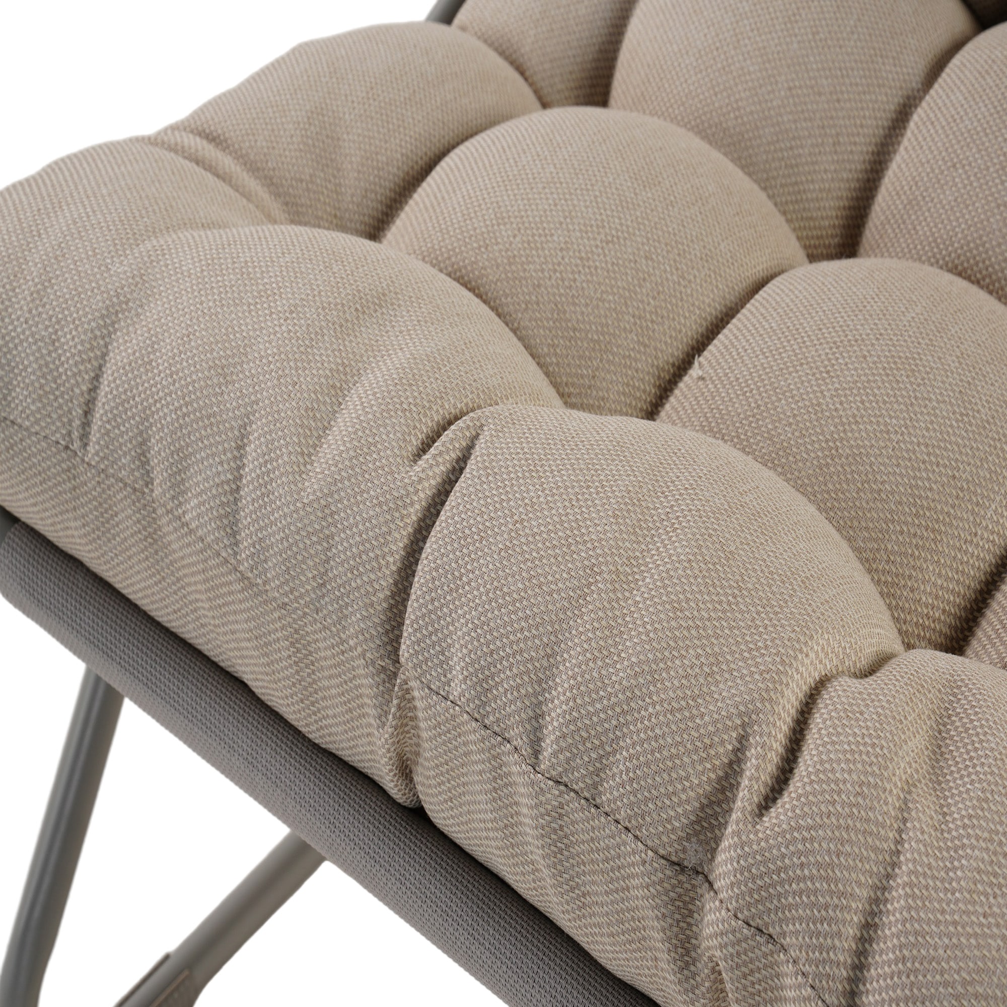 Upland Lounge Chair Champagne Gray Metal Frame Glider Chaise Lounge Chair with Light gray Cushioned Seat - Image 6
