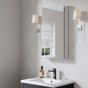 WELLFOR Ravo Medicine Cabinets 16-in x 30-in Surface/Recessed Mount Silver Mirrored Rectangle Soft Close Medicine Cabinet