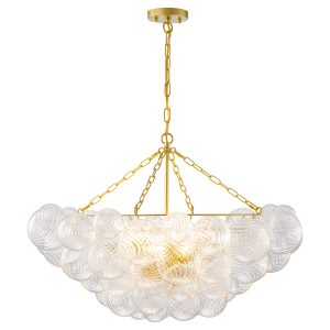 C Cattleya 10 -Light Gold Ribbed glass Metal Chandelier