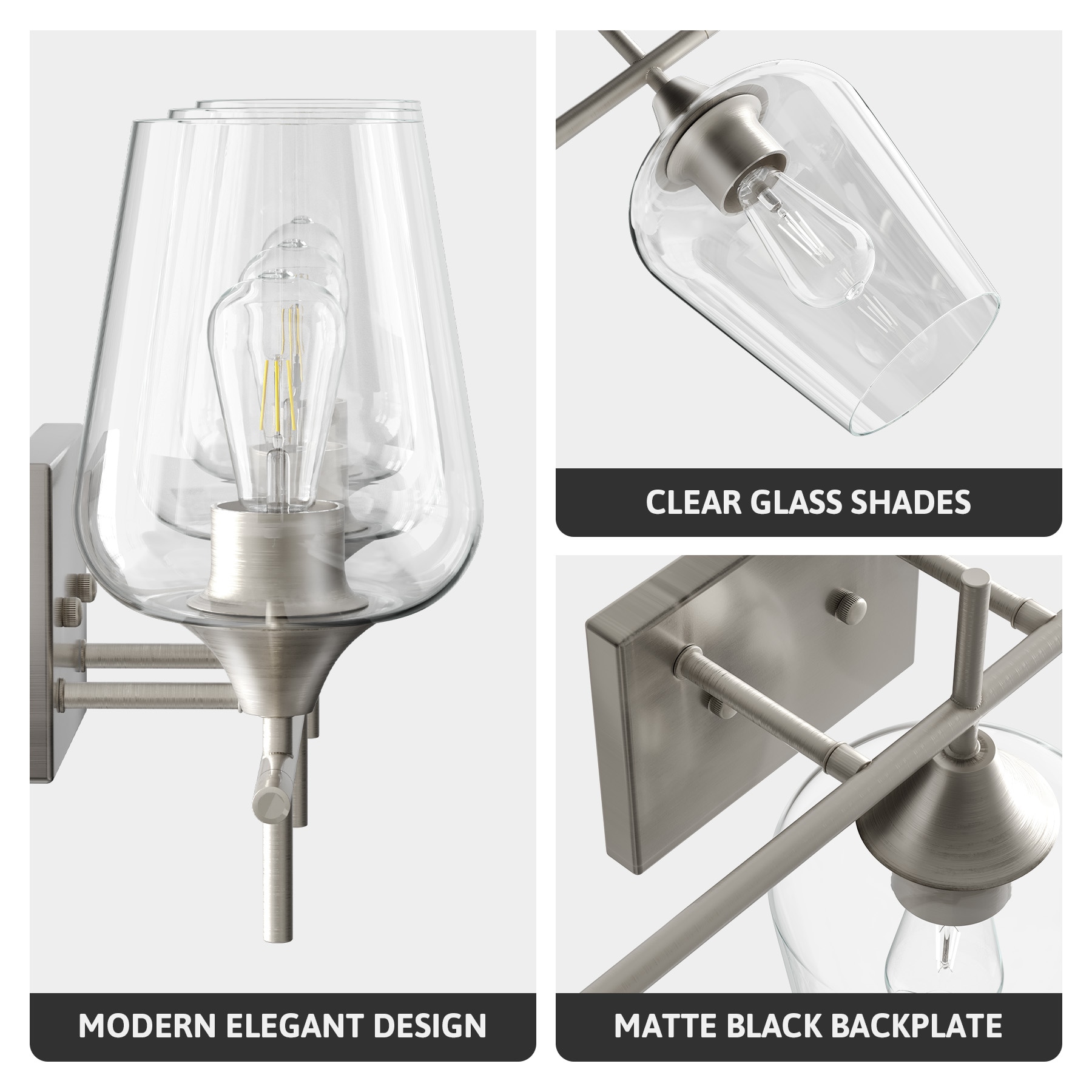 CO-Z 7.2-in 3 Light Brushed Nickel Modern/contemporary Bathroom Vanity light - Image 7