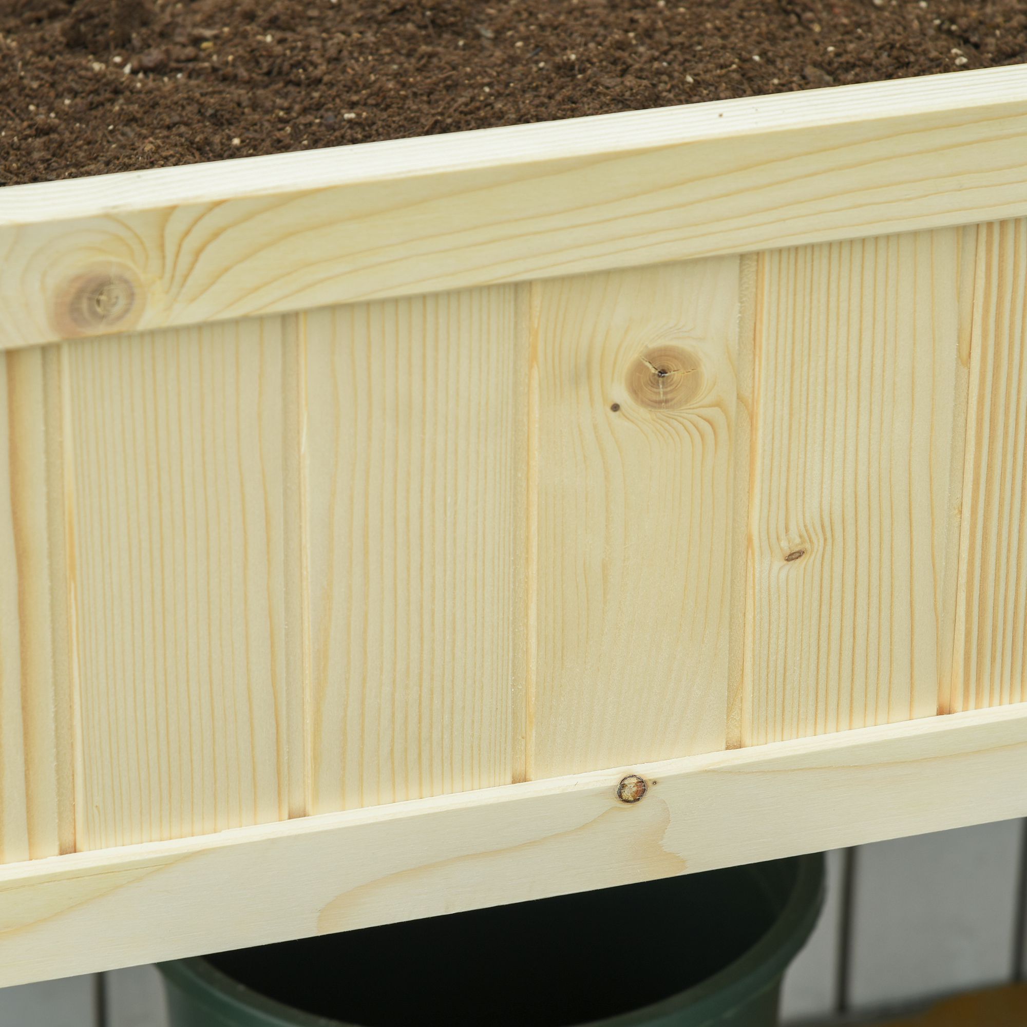 Outsunny Raised Garden Bed Elevated Wooden Planter Box with Space-Saving Folding Design Drainage Holes Inner Liner for Vegetable Fruit Herb Grow - Image 8