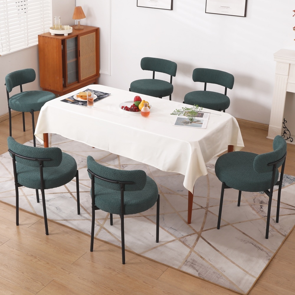DYHOME Kitchen Chairs Modern Dining Chairs Set of 2 Kitchen Dining Room Chairs Boucle Upholstered Dining Chair Green - Image 7