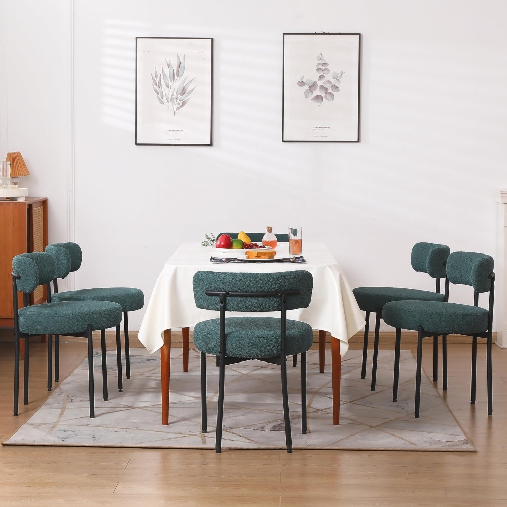 DYHOME Kitchen Chairs Modern Dining Chairs Set of 2 Kitchen Dining Room Chairs Boucle Upholstered Dining Chair Green - Image 8
