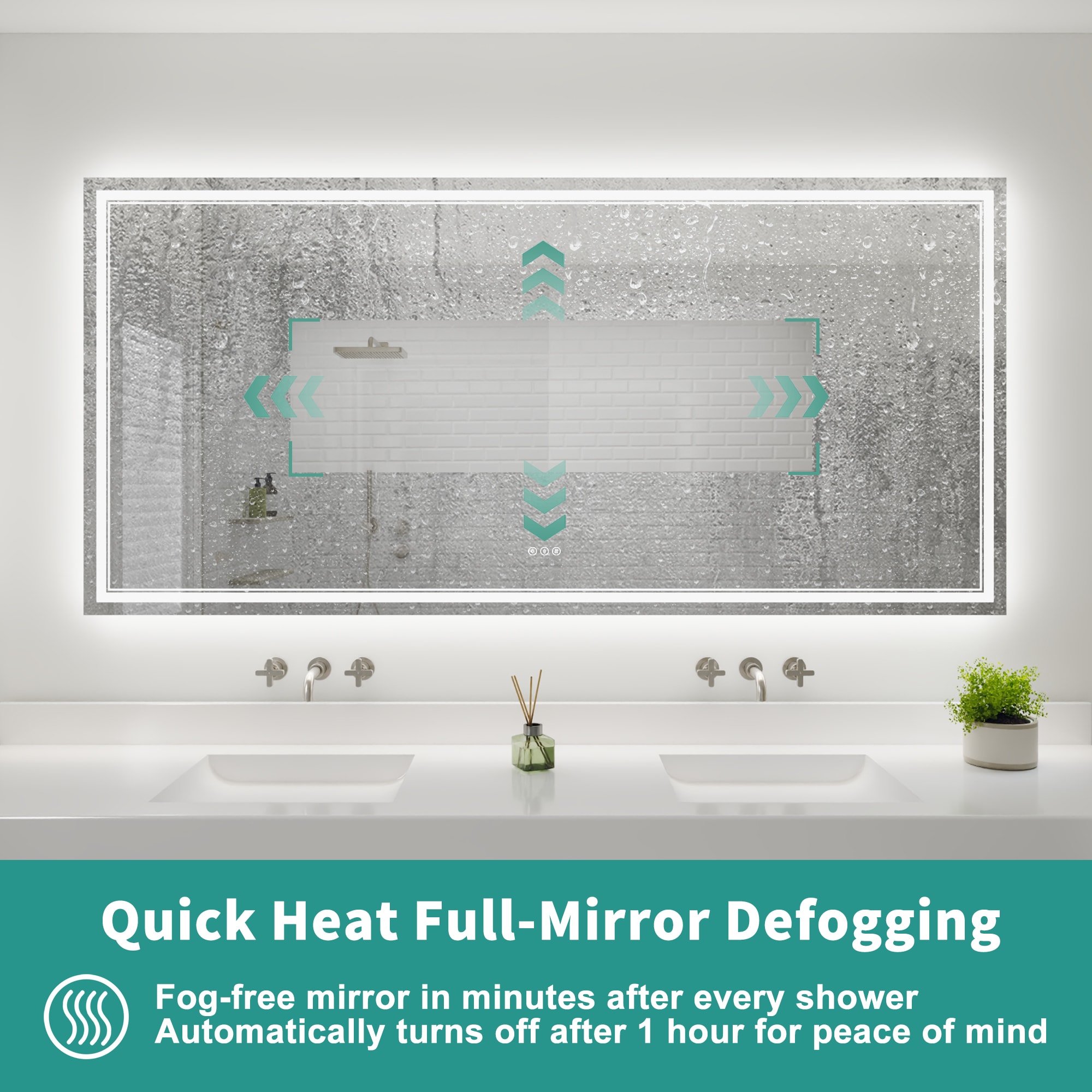 ES-DIY EIRA LED Bathroom Mirror 84-in x 40-in Polished Frameless Rectangle Dimmable LED Lighted Fog Free Bathroom Vanity Mirror ( White ) - Image 9