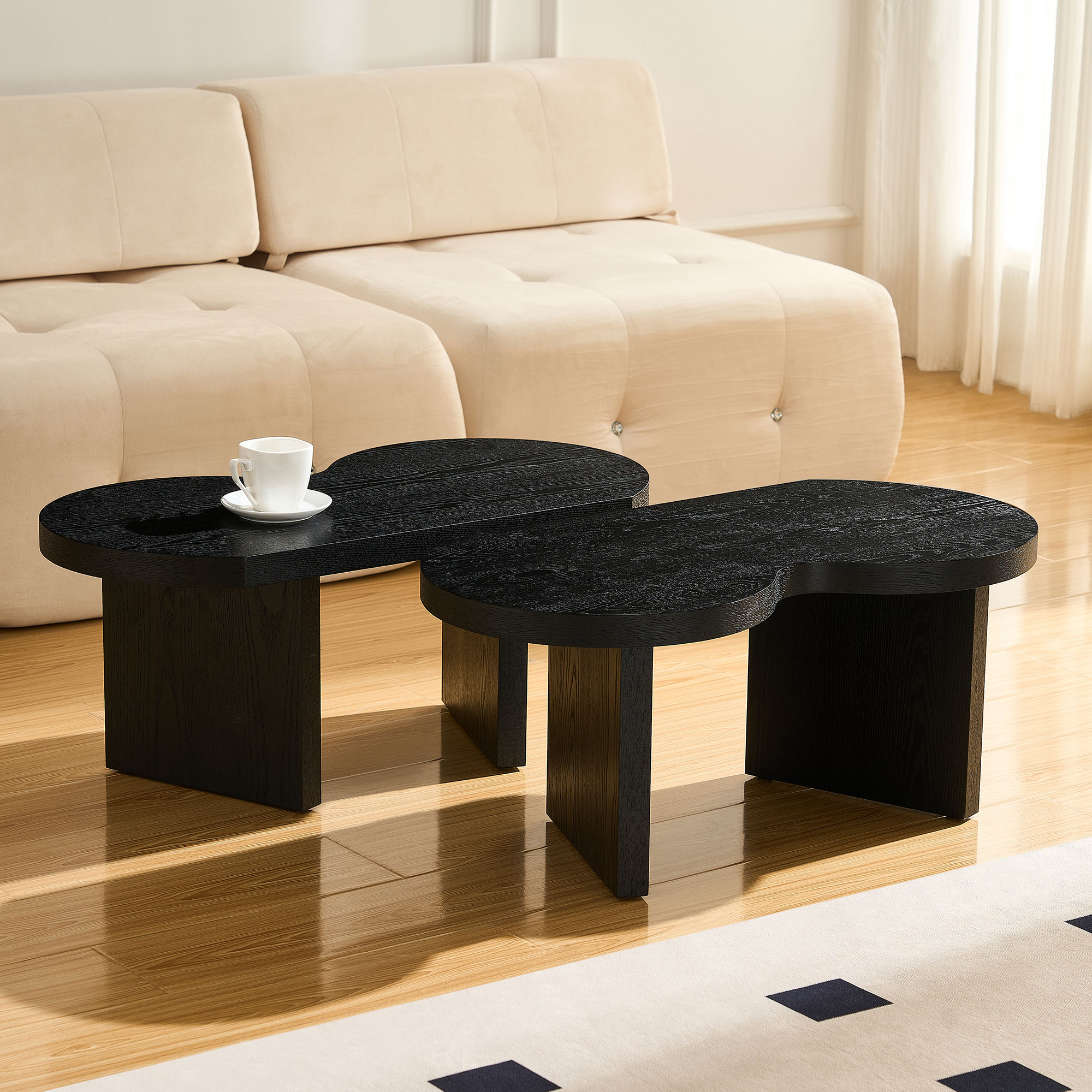 Bybafun Corner MDF Black 31.49-in W x 13.77-in H Coffee Table - Image 3