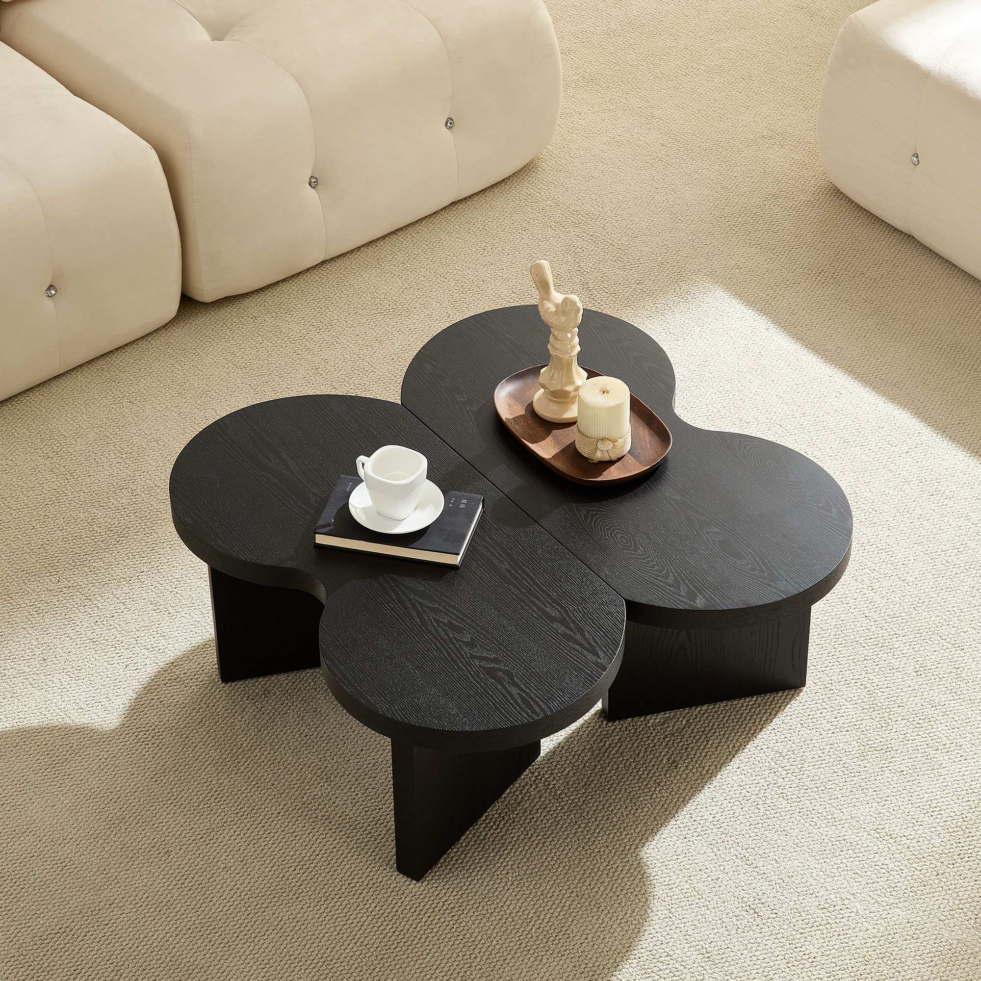 Bybafun Corner MDF Black 31.49-in W x 13.77-in H Coffee Table - Image 5