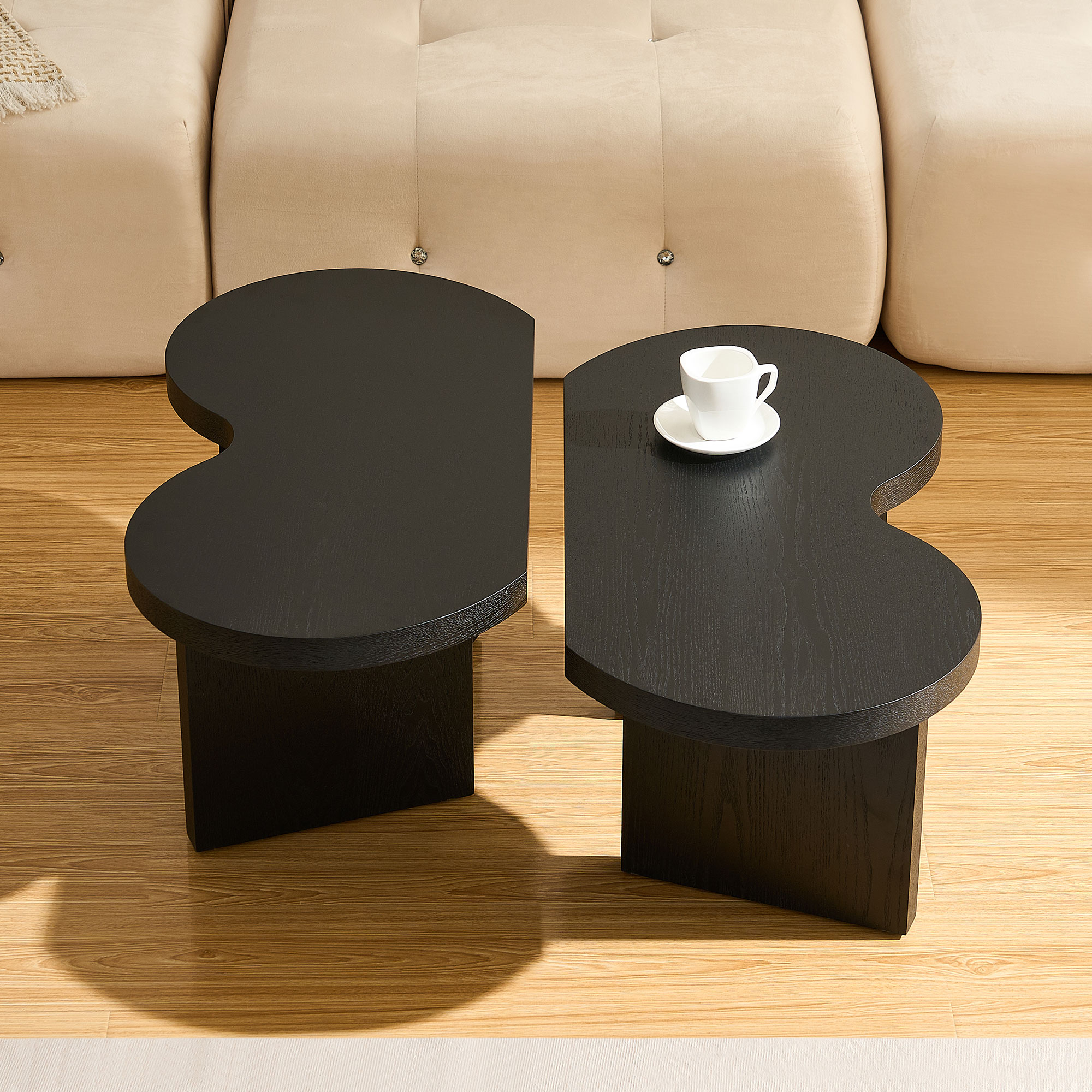 Bybafun Corner MDF Black 31.49-in W x 13.77-in H Coffee Table - Image 4