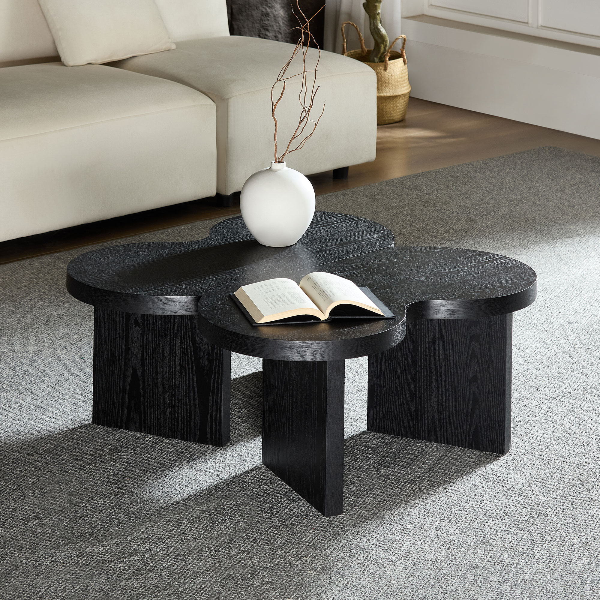 Bybafun Corner MDF Black 31.49-in W x 13.77-in H Coffee Table - Image 12