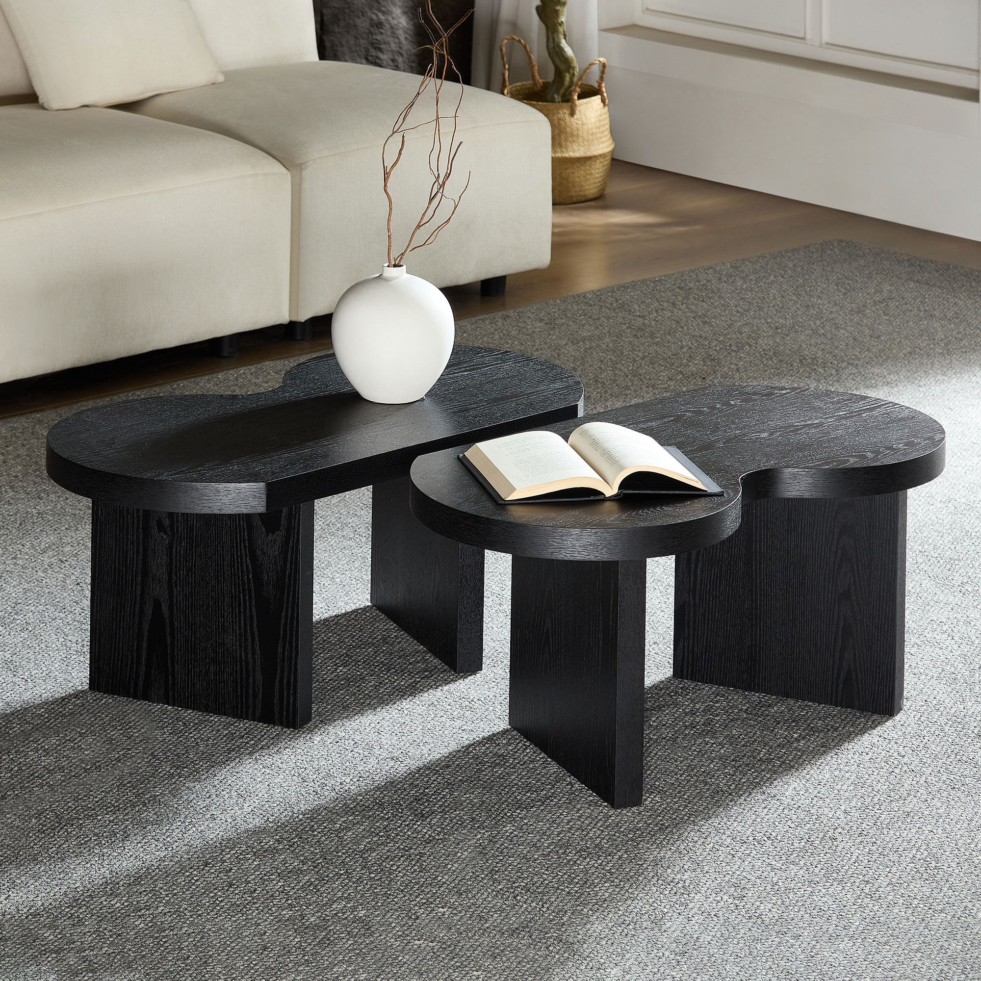 Bybafun Corner MDF Black 31.49-in W x 13.77-in H Coffee Table - Image 17