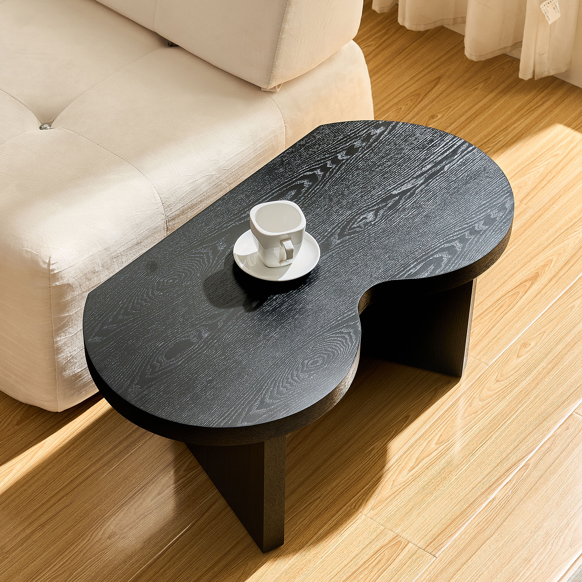 Bybafun Corner MDF Black 31.49-in W x 13.77-in H Coffee Table - Image 16