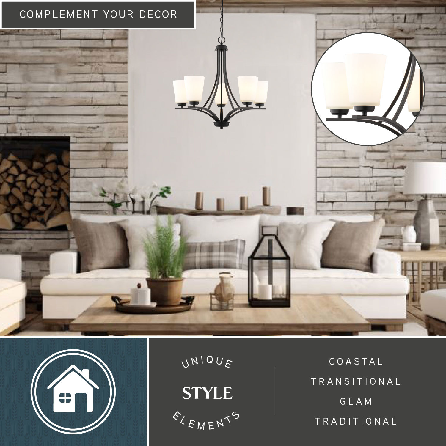 Cascadia River Grove 5 -Light Matte Black Textured glass Steel Chandelier - Image 2