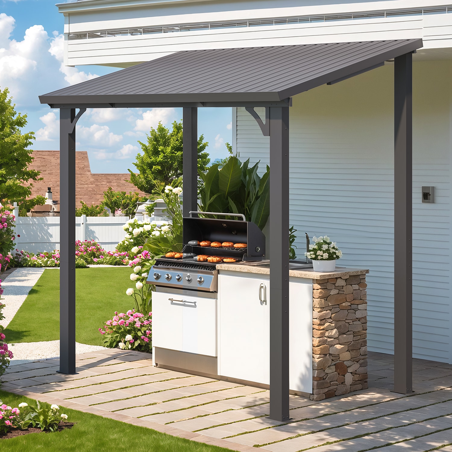 AECOJOY 5'x8' Pergola Hardtop Outdoor Gazebo