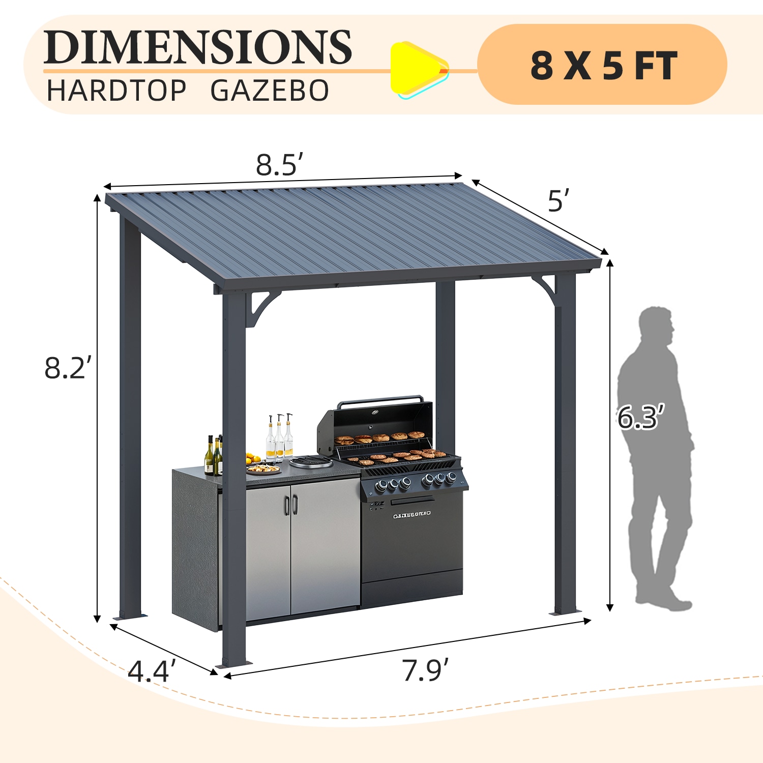 AECOJOY 5'x8' Pergola Hardtop Outdoor Gazebo - Image 2