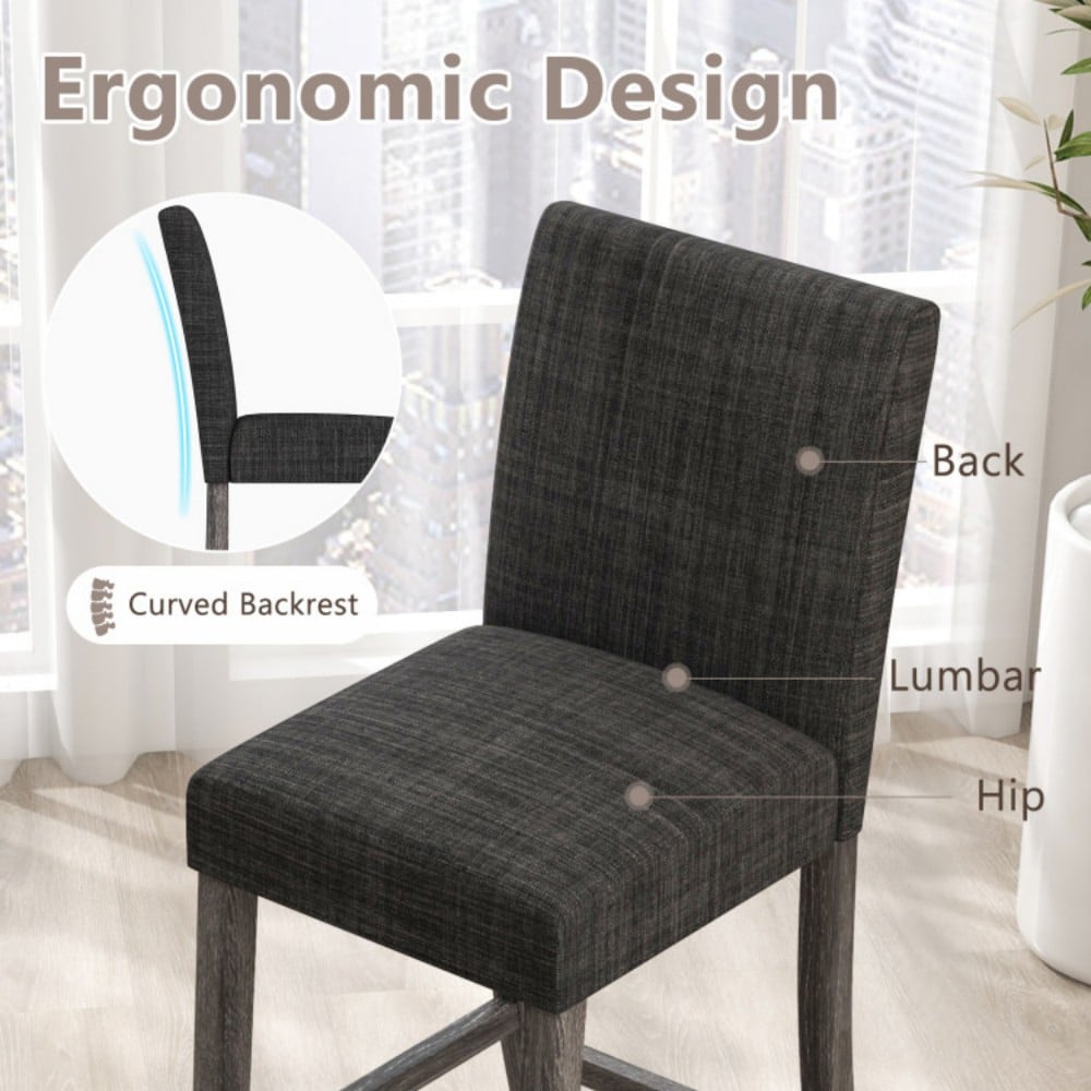 Fenbeli Set of 2 Upholstered Counter Height Bar Stools with Linen Fabric Solid Wood Frame and Footrest for Kitchen Island - Image 6