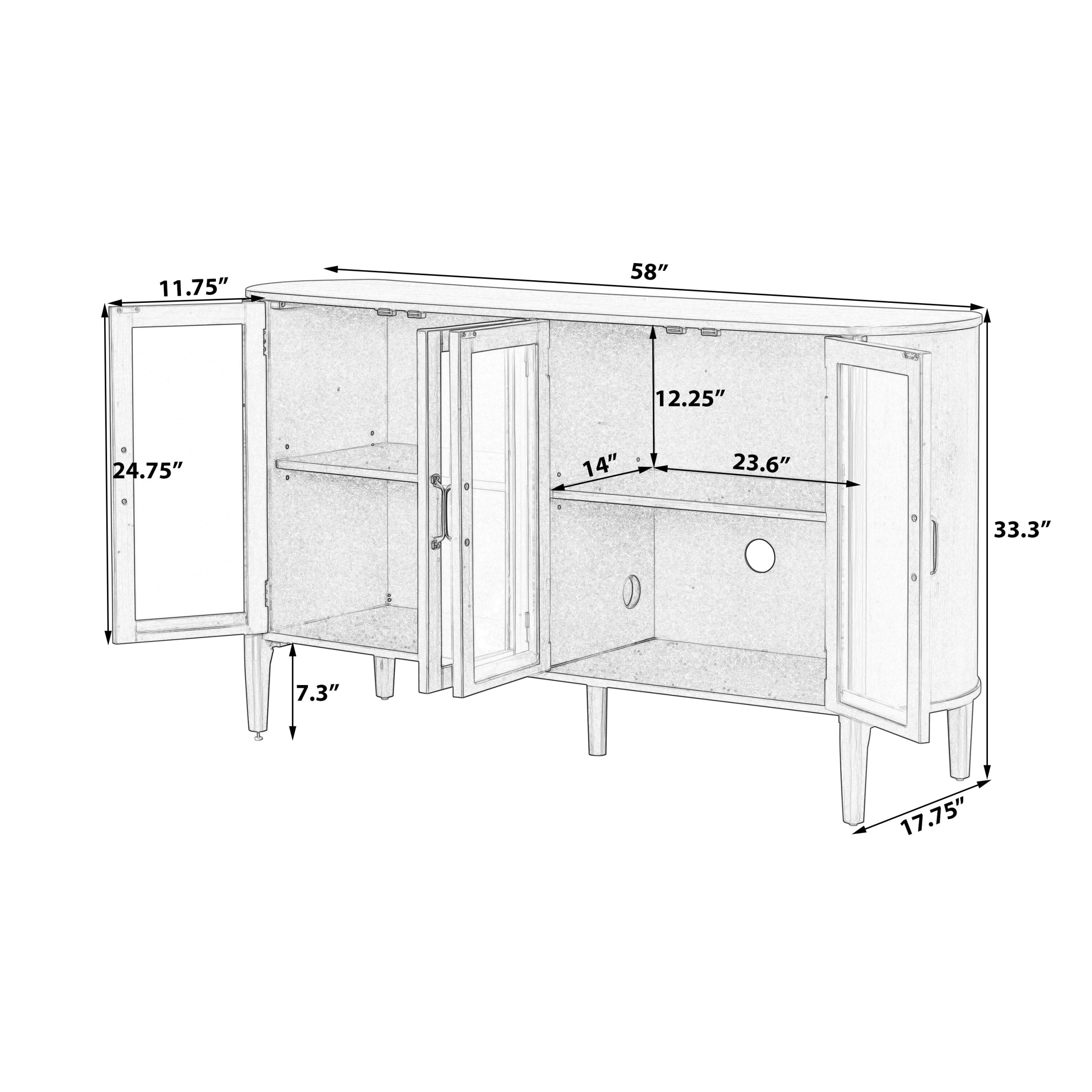 ModernLuxe Assembly Required Storage cabinet at the entrance to the living and dining room large size 4 doors stylish style Natural - Image 2
