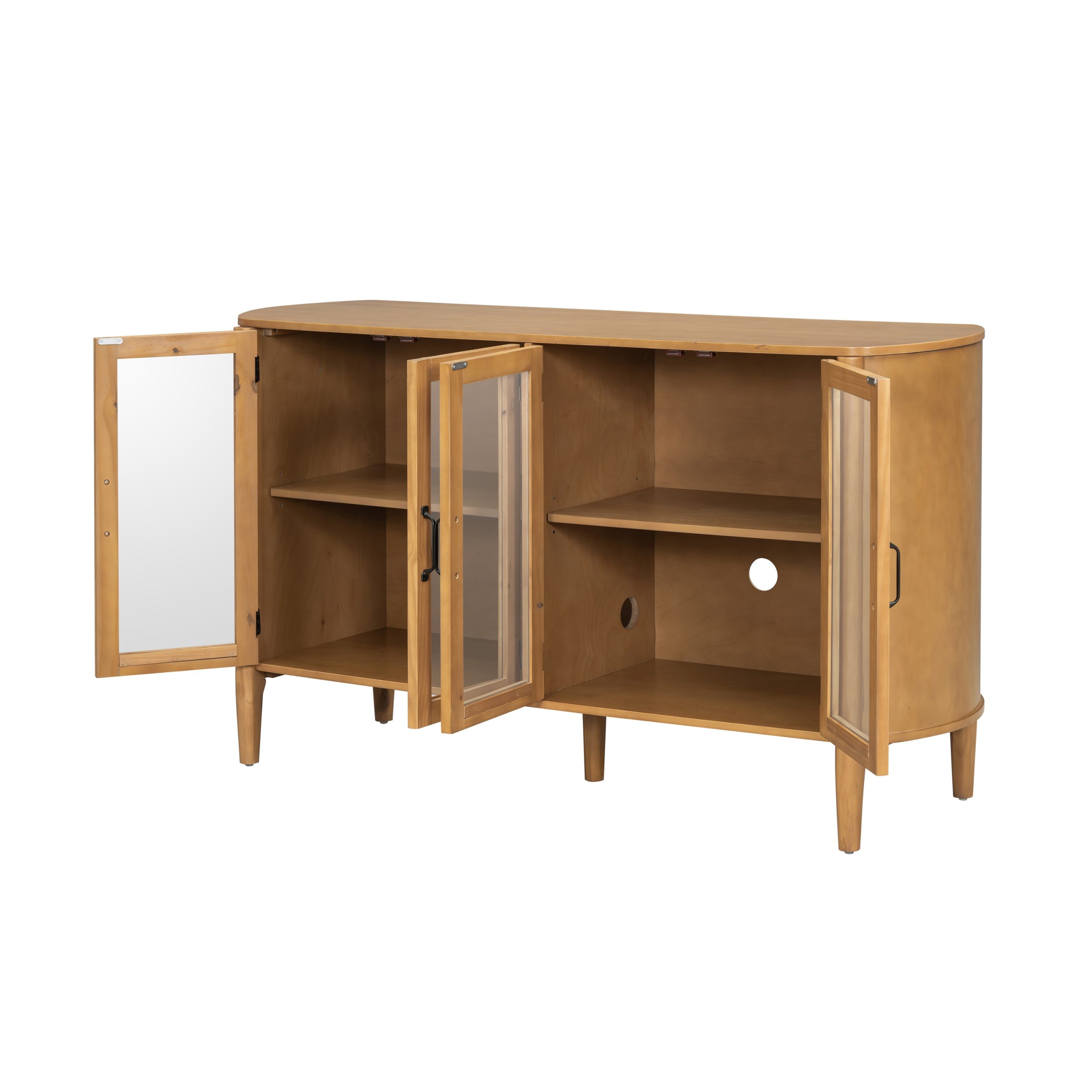 ModernLuxe Assembly Required Storage cabinet at the entrance to the living and dining room large size 4 doors stylish style Natural - Image 5