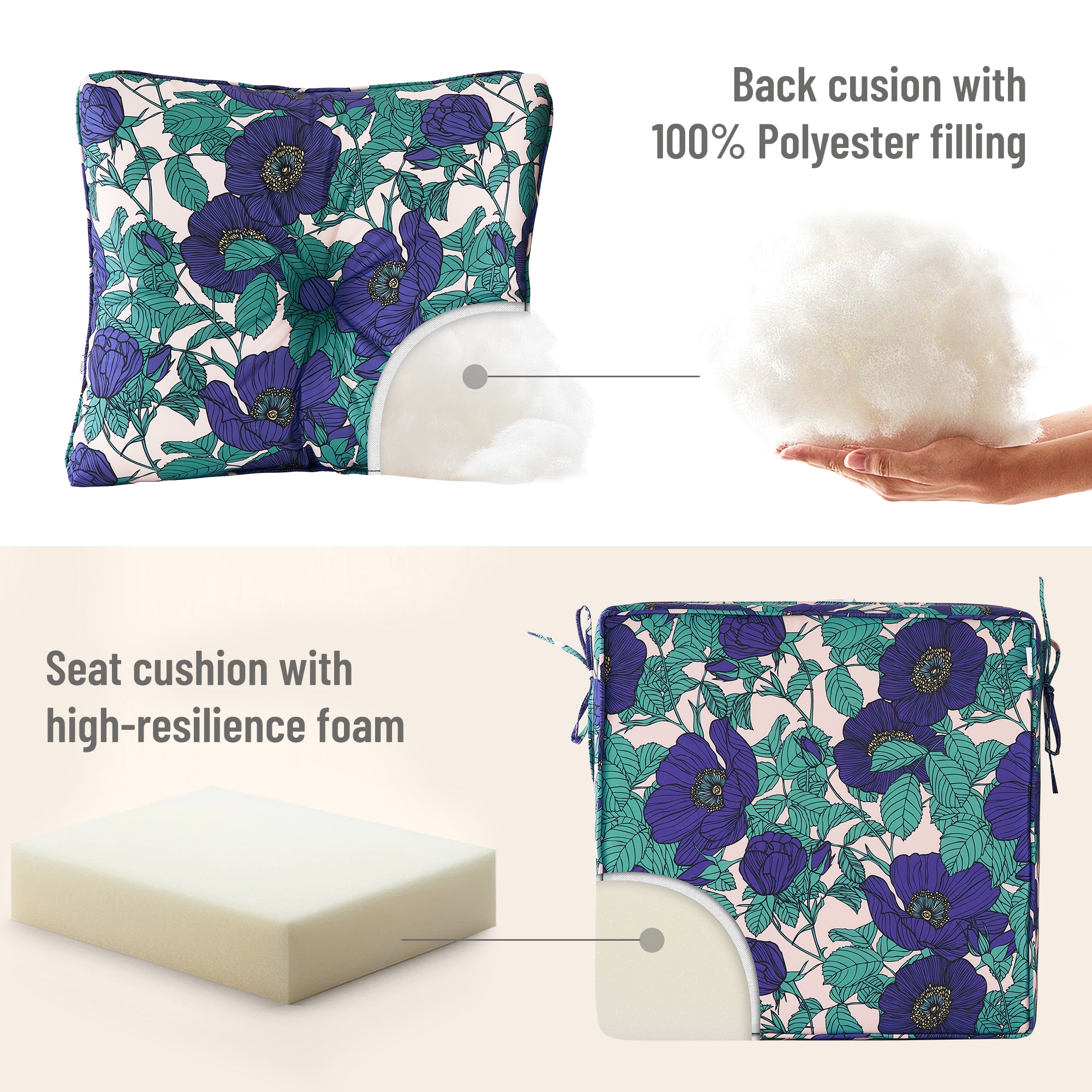 Artplan Deep Seat Pillow and High Back Chair Cushions Outdoor Water Repellent Replacement Patio Seating Cushions - Image 3