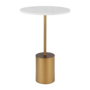 Danya B. 15.88 in. x 23.5 in. Fritz Accent Table with Genuine White Marble Stone Tabletop