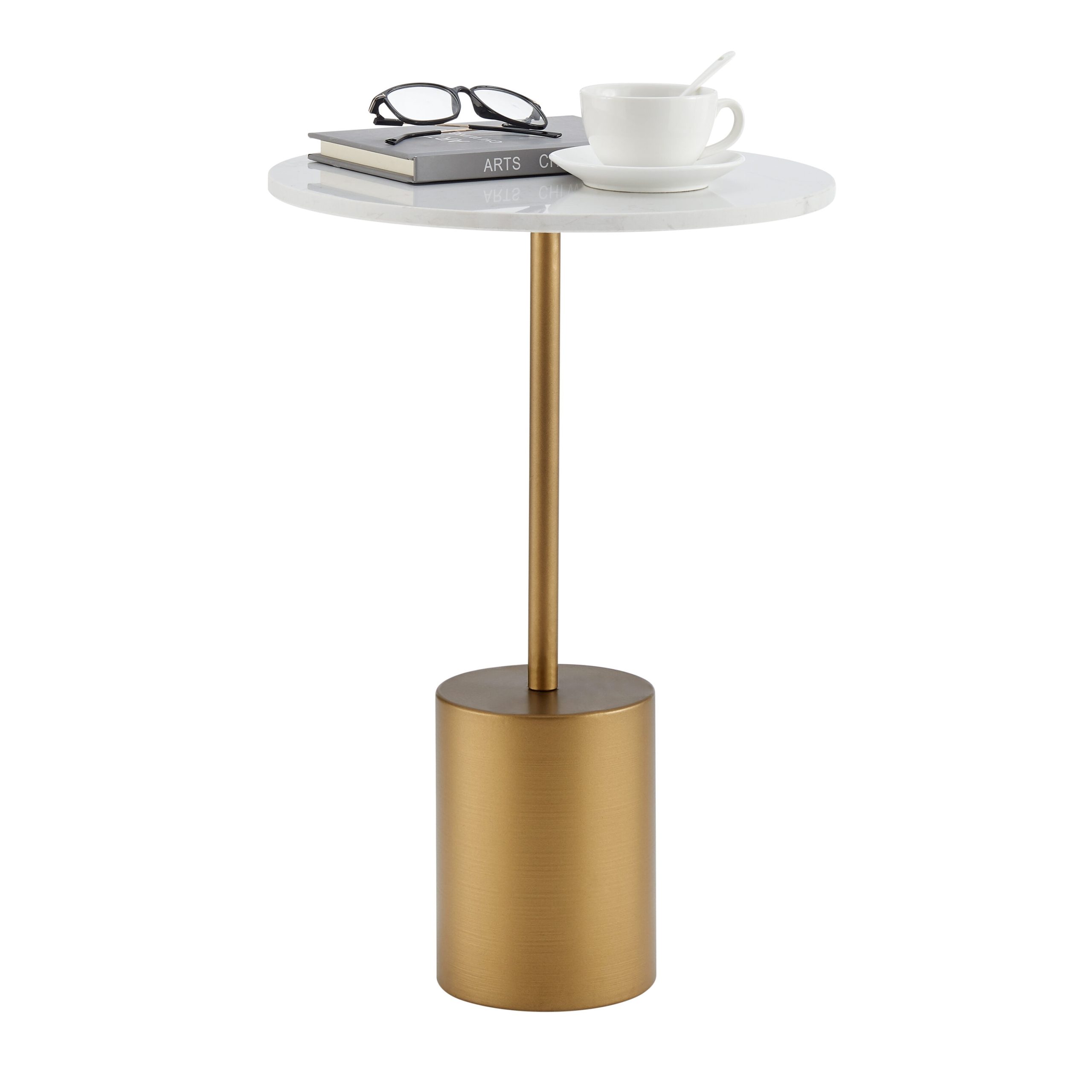 Danya B. 15.88 in. x 23.5 in. Fritz Accent Table with Genuine White Marble Stone Tabletop - Image 10