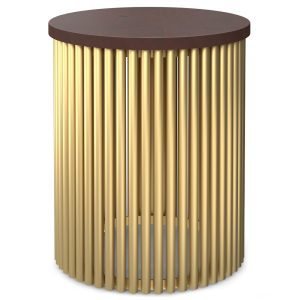 Simpli Home  Demy Metal And Wood Accent Table In Cognac And Gold