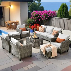 ALTRIGUS AL8GRS 8 -Piece Wicker Light gray Patio Conversation Set