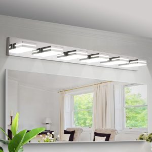 WELLFOR YX 47.2-in 6 Light Chrome Integrated LED Modern/contemporary Bathroom Vanity light