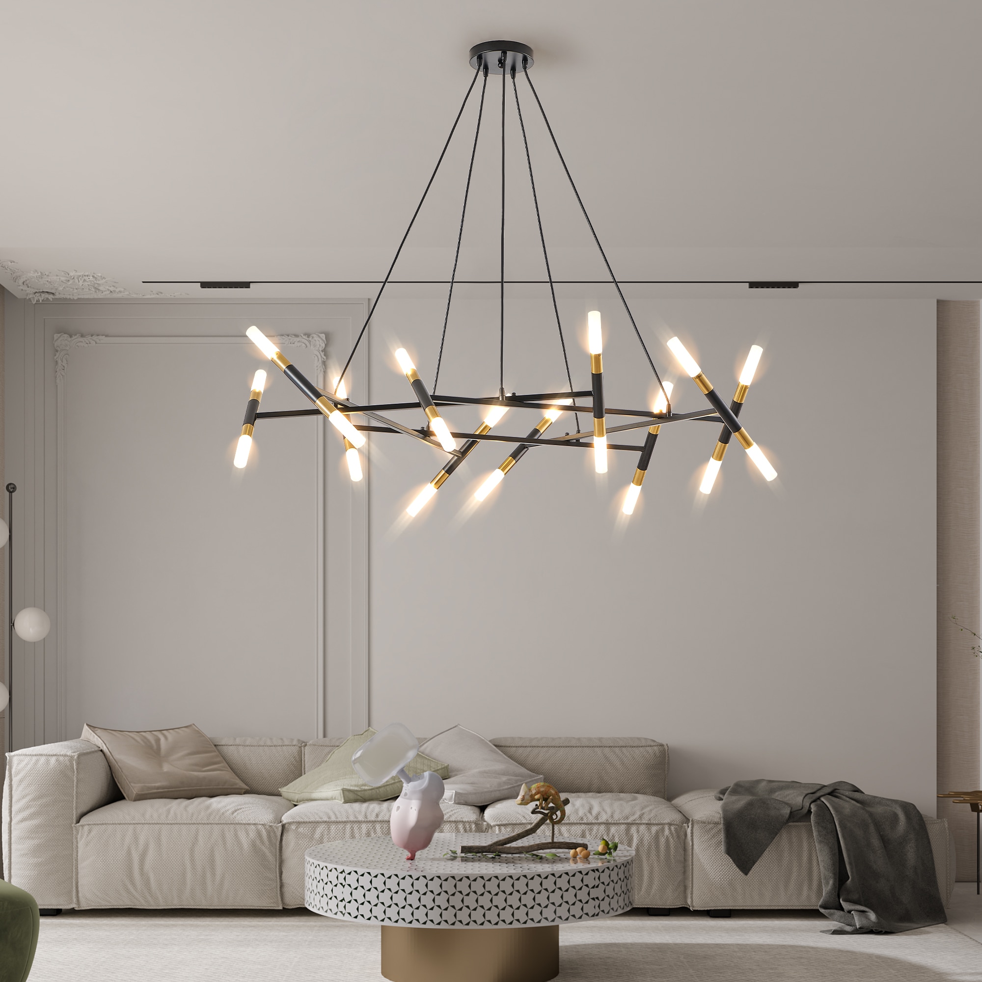 Sunrinx 20 -Light Black Acrylic Metal Chandelier - Image 5