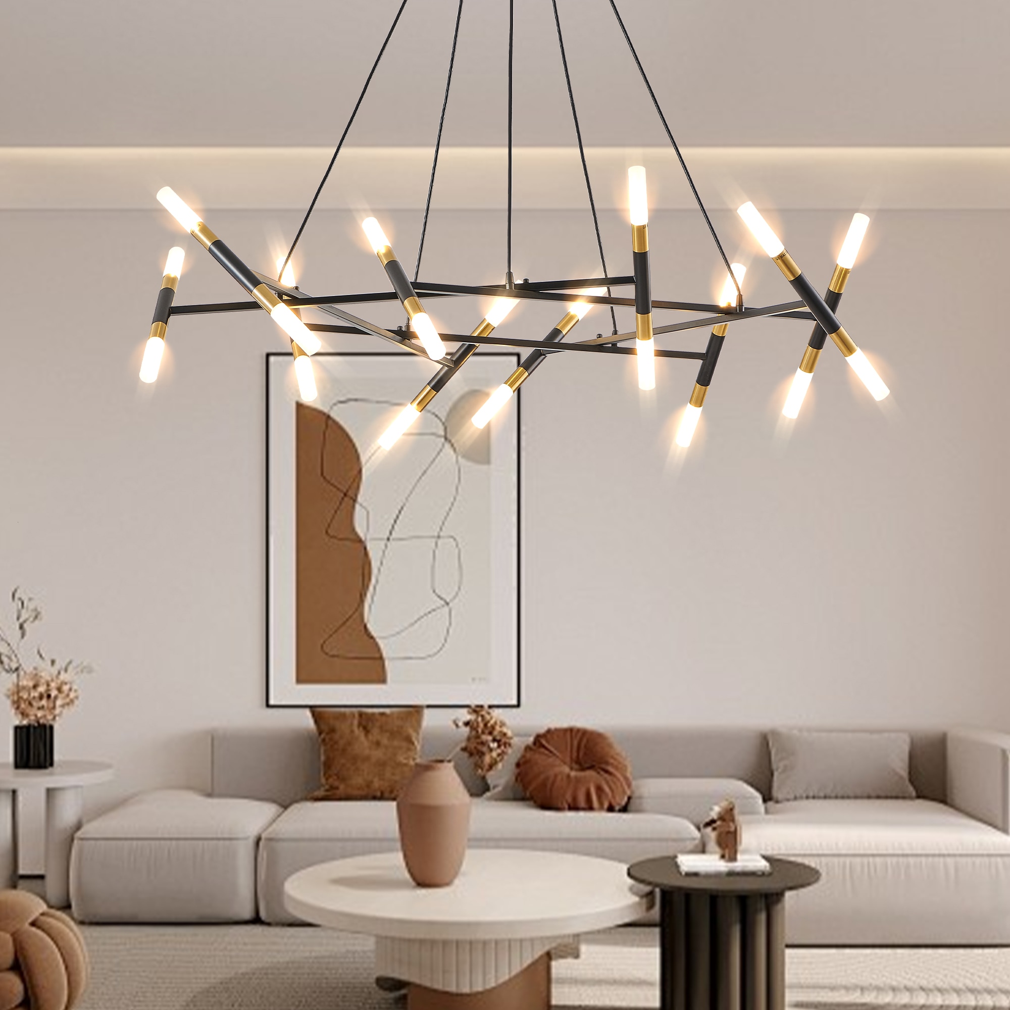 Sunrinx 20 -Light Black Acrylic Metal Chandelier - Image 9