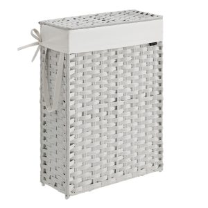 Slickblue Slim Foldable Laundry Hamper with 1 Compartment Sorter Lid and Removable Liner for Bathroom Bedroom or Laundry Room - Available in Different Colors