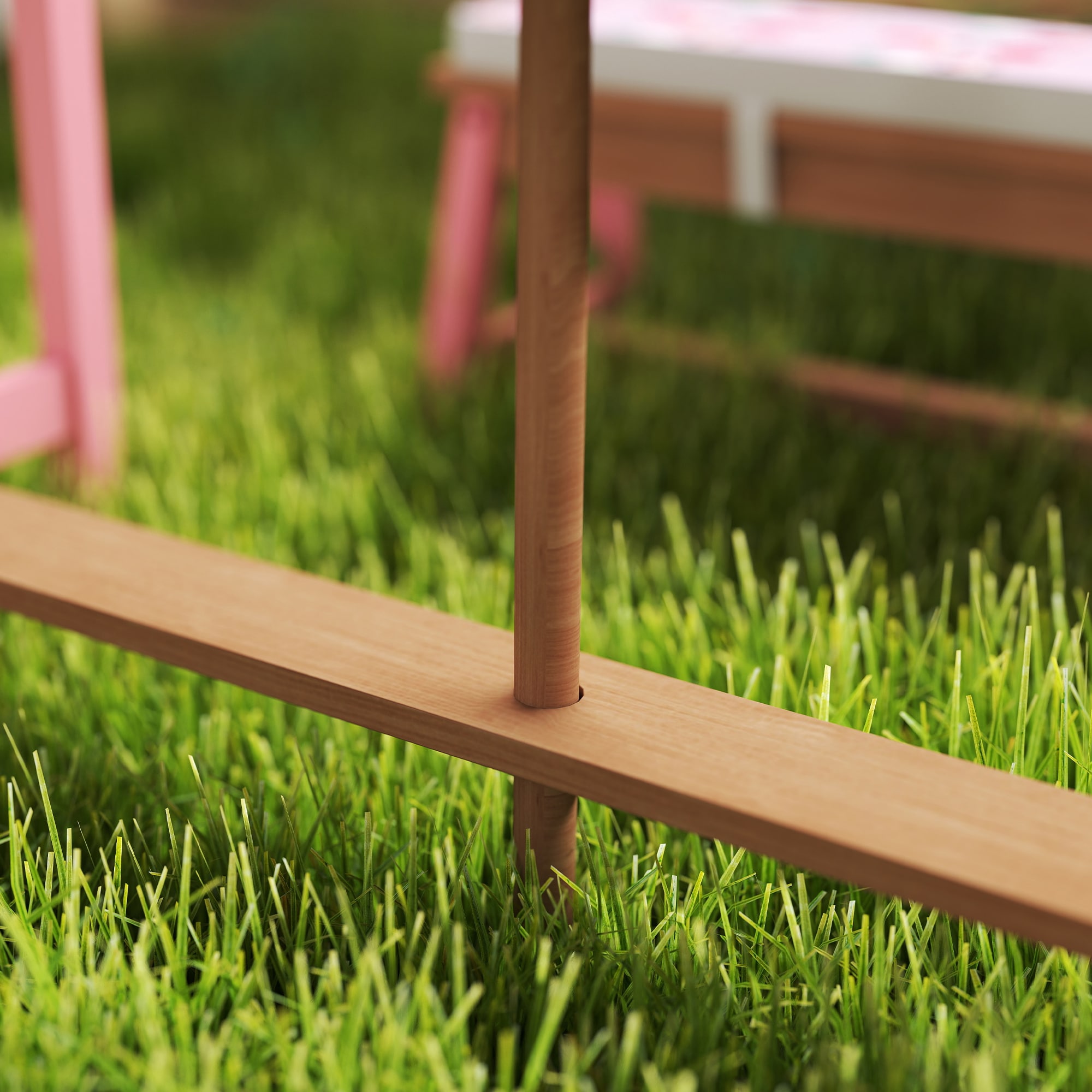 Qaba Kids Picnic Table Wooden Table and Bench Set with Foldable Umbrella Removable Cushions and Boxes Flamingo Theme for Patio Pink - Image 4