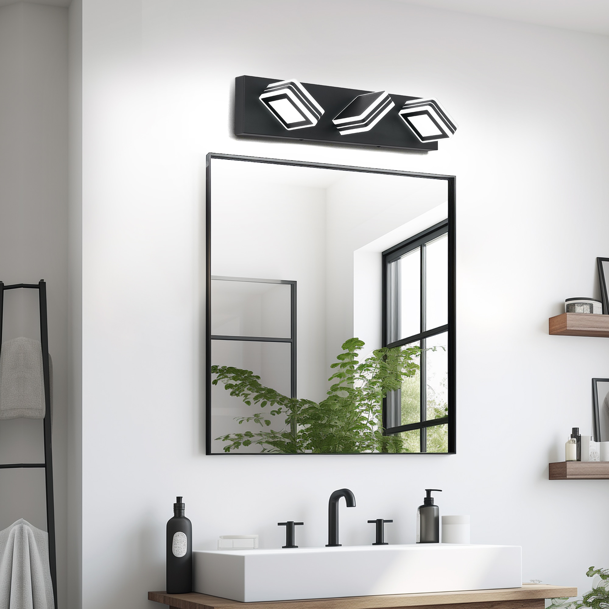 WELLFOR 20-in 3 Light Black Integrated LED Modern/contemporary Bathroom Vanity light - Image 4