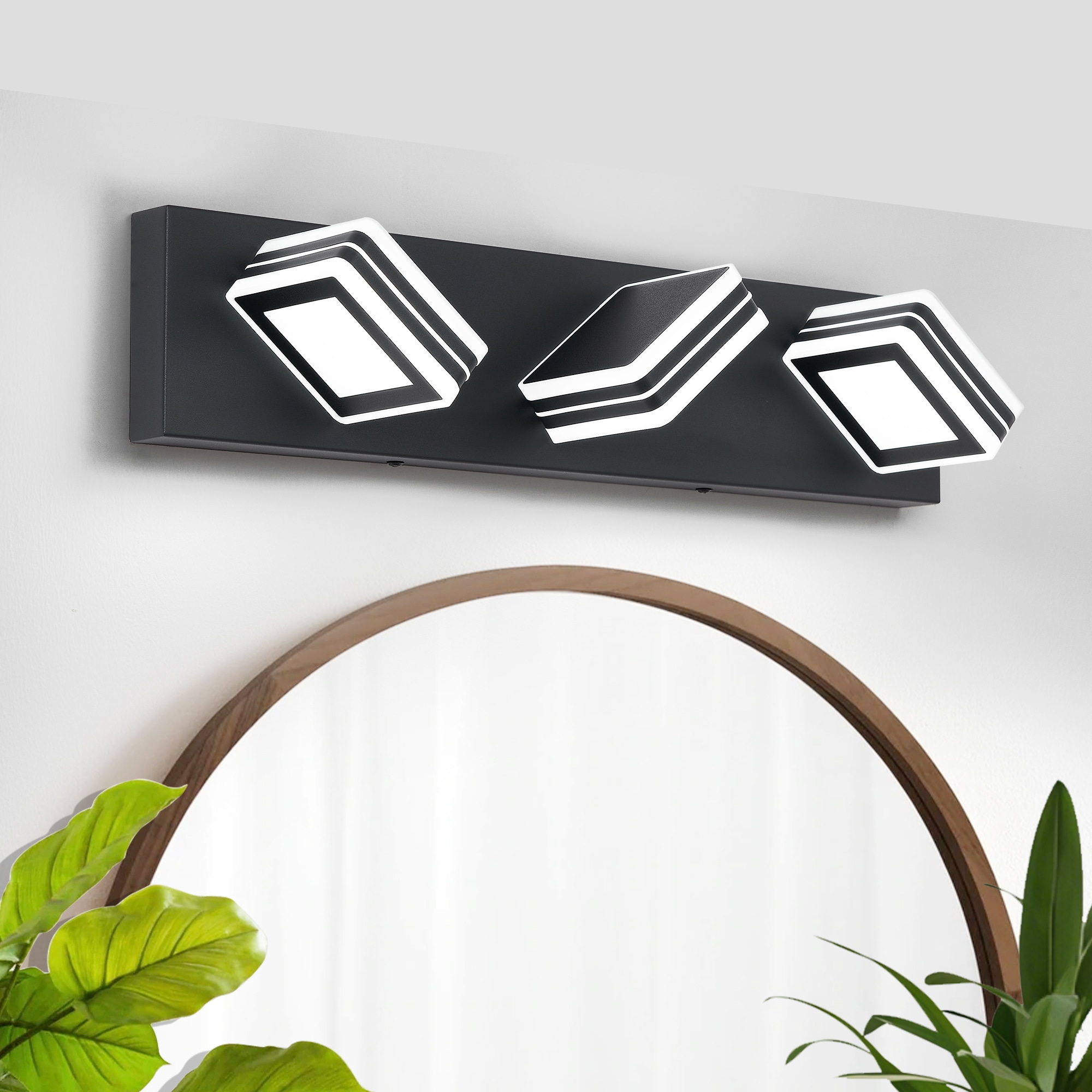 WELLFOR 20-in 3 Light Black Integrated LED Modern/contemporary Bathroom Vanity light - Image 2