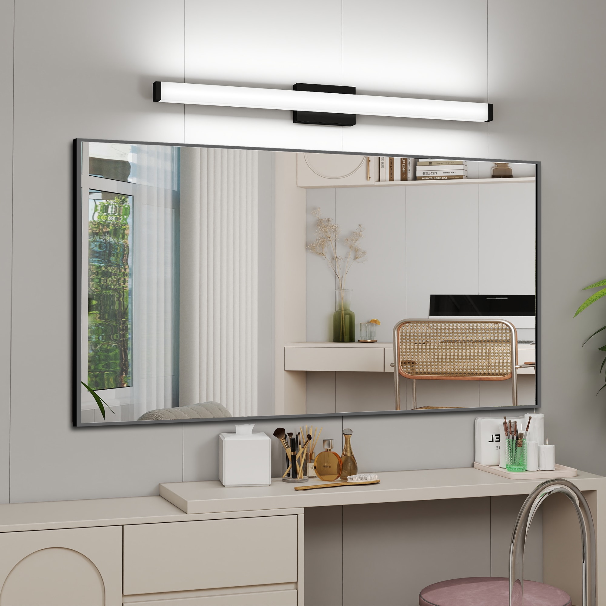 WELLFOR 40.6-in 1 Light Black Integrated LED Modern/contemporary Bathroom Vanity light - Image 2