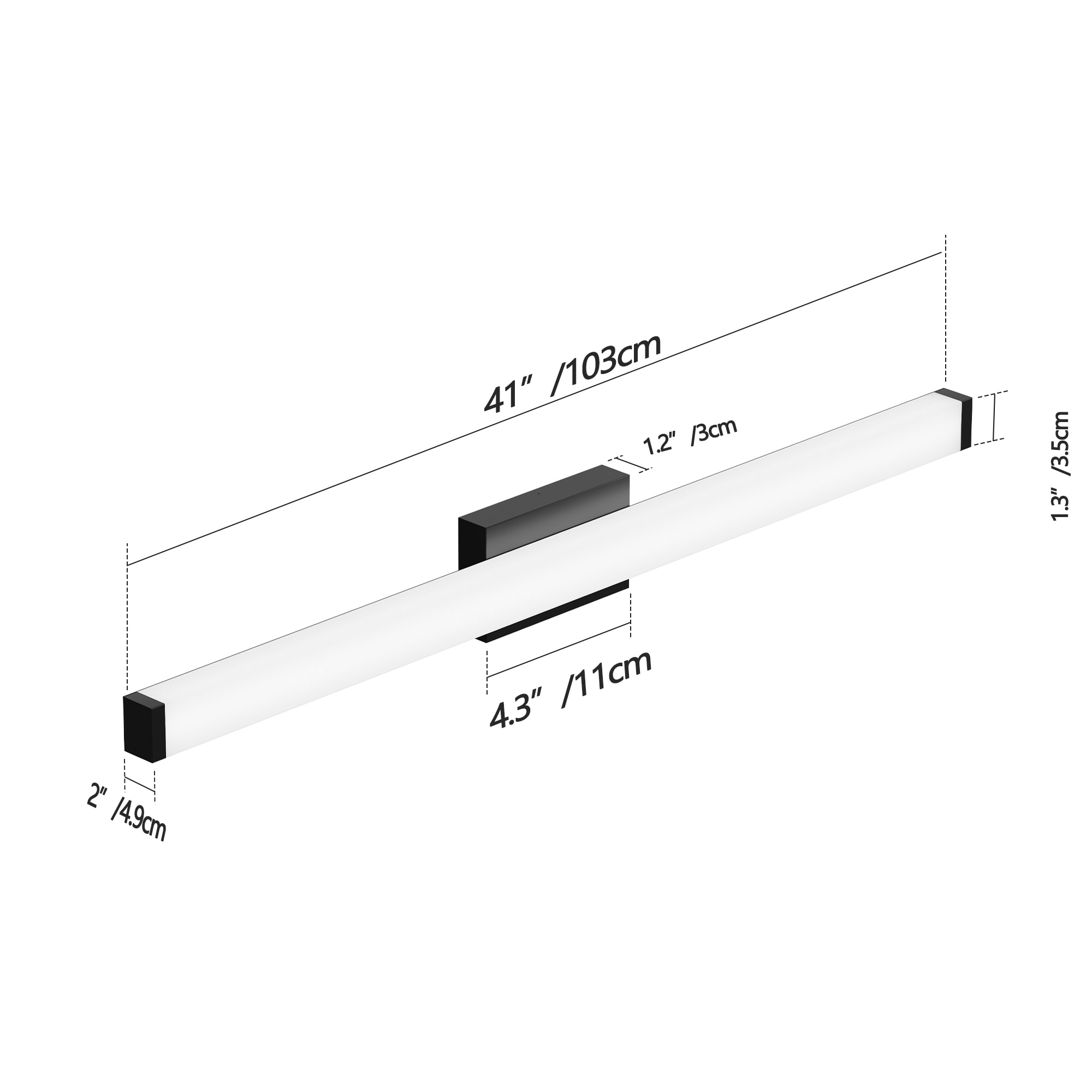 WELLFOR 40.6-in 1 Light Black Integrated LED Modern/contemporary Bathroom Vanity light - Image 8