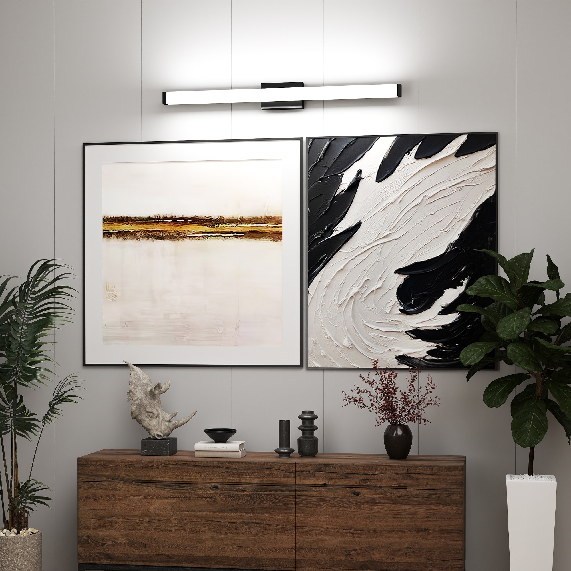 WELLFOR 40.6-in 1 Light Black Integrated LED Modern/contemporary Bathroom Vanity light - Image 3