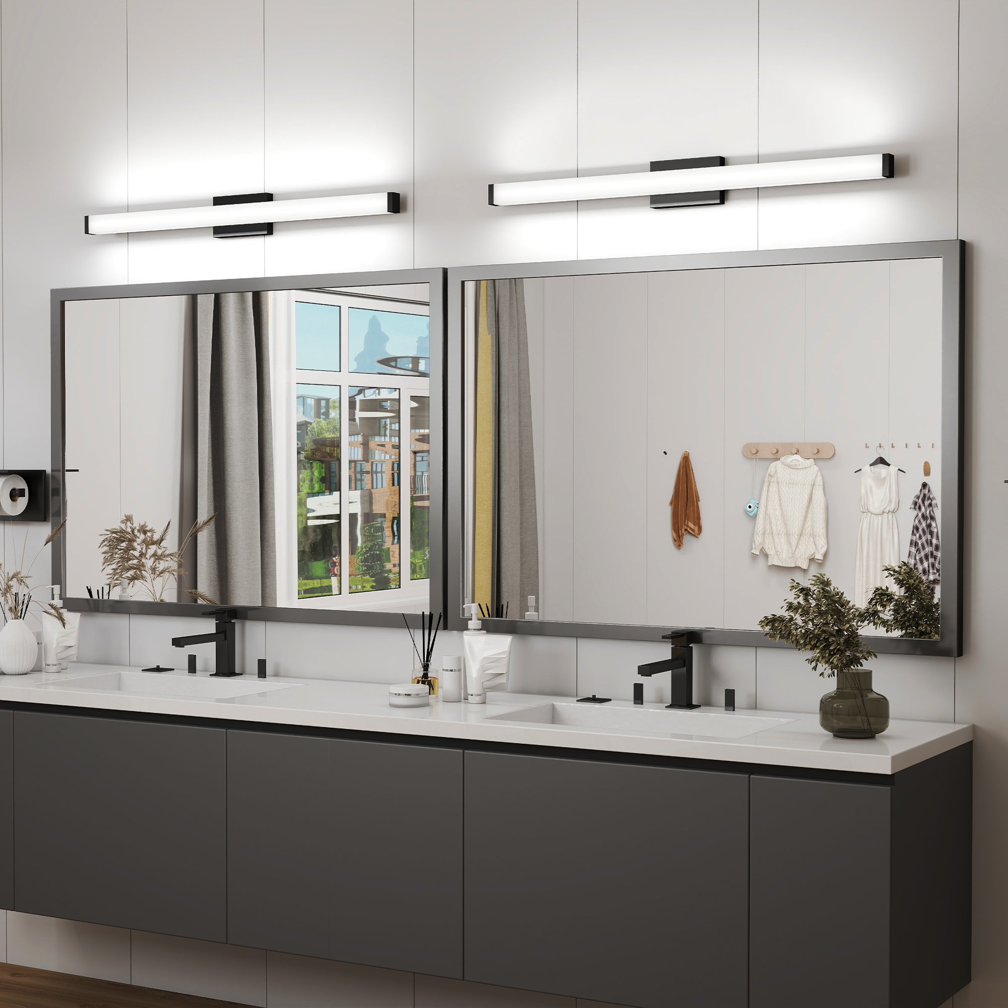 WELLFOR 40.6-in 1 Light Black Integrated LED Modern/contemporary Bathroom Vanity light - Image 6