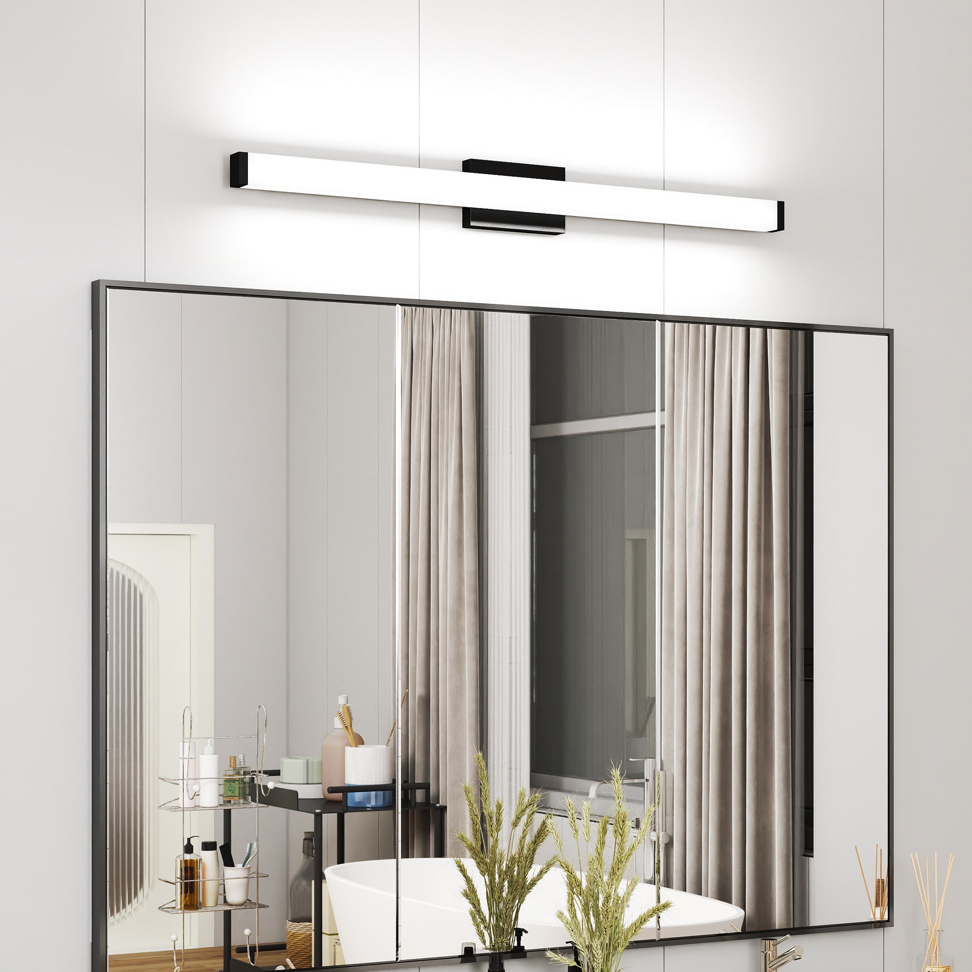 WELLFOR 40.6-in 1 Light Black Integrated LED Modern/contemporary Bathroom Vanity light - Image 9