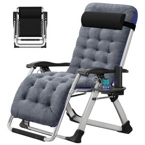DOCRED Adjustable Zero Gravity Chair Premium Outdoor Lawn Folding Reclining Lounge Chair with Removable Cushion Headrest and Tray