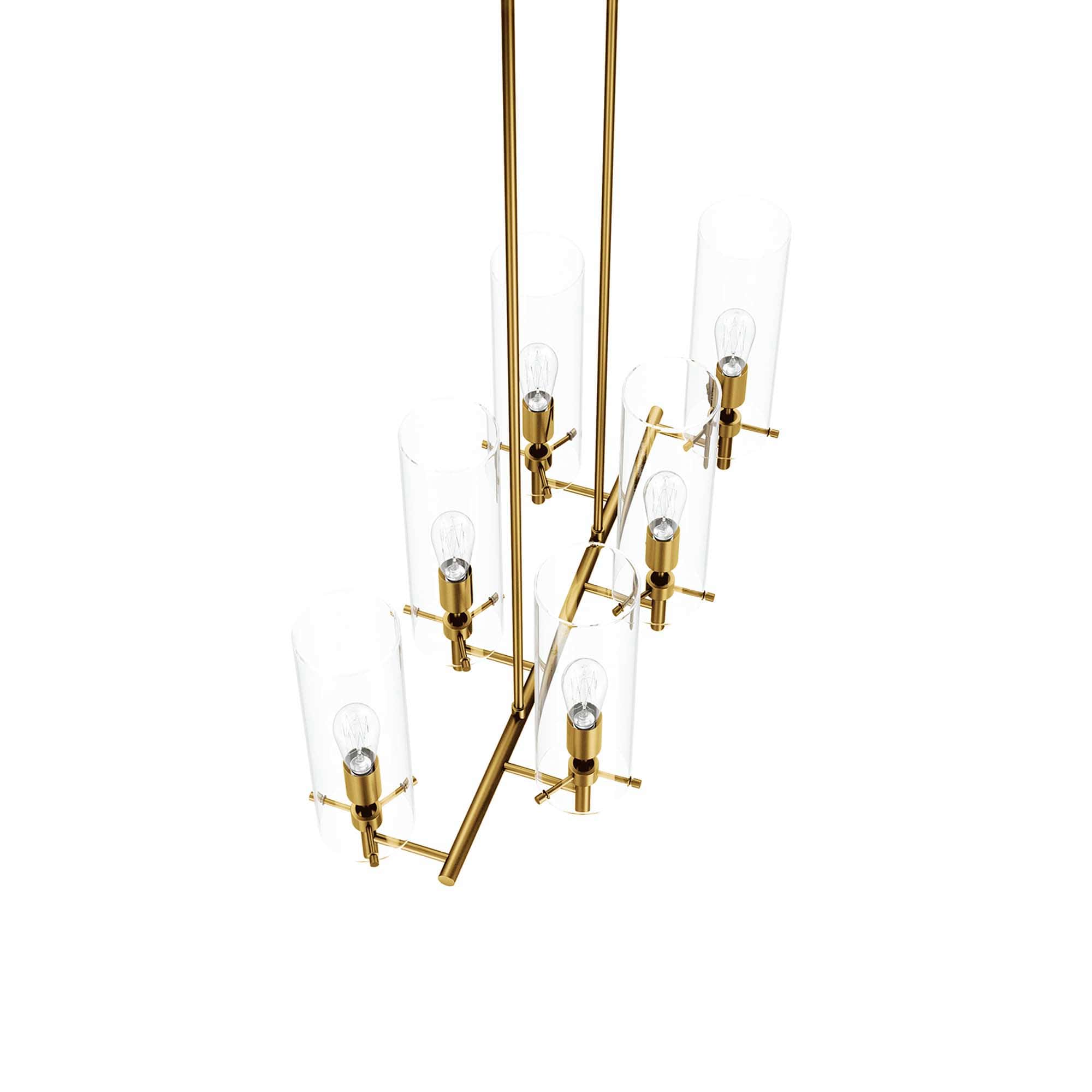 Modway Skylark 6-Light Chandelier in Clear Satin Brass - Image 6