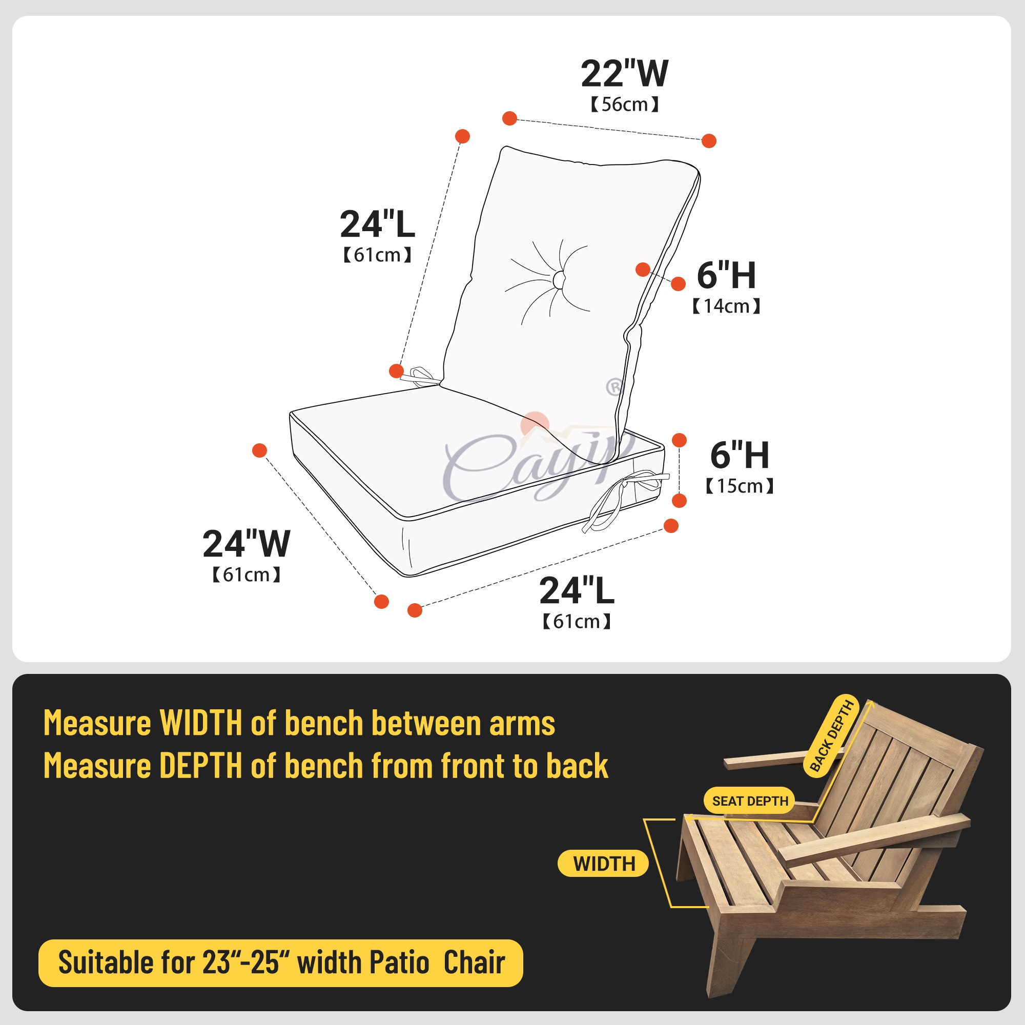 Artplan Deep Seat Pillow and High Back Chair Cushions Outdoor Water Repellent Replacement Patio Seating Cushions - Image 5